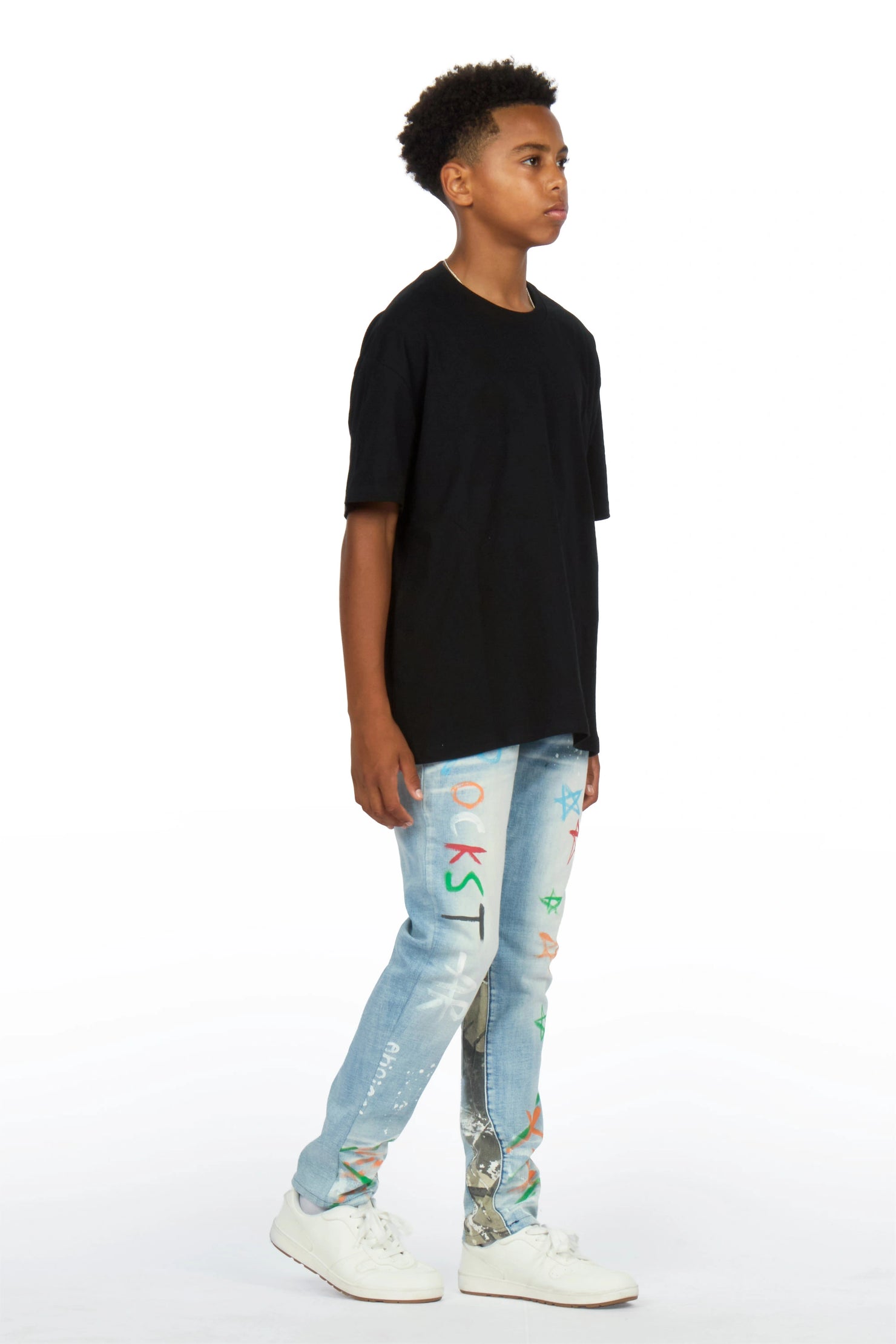 Boys Strass Blue Painted Slim Jean
