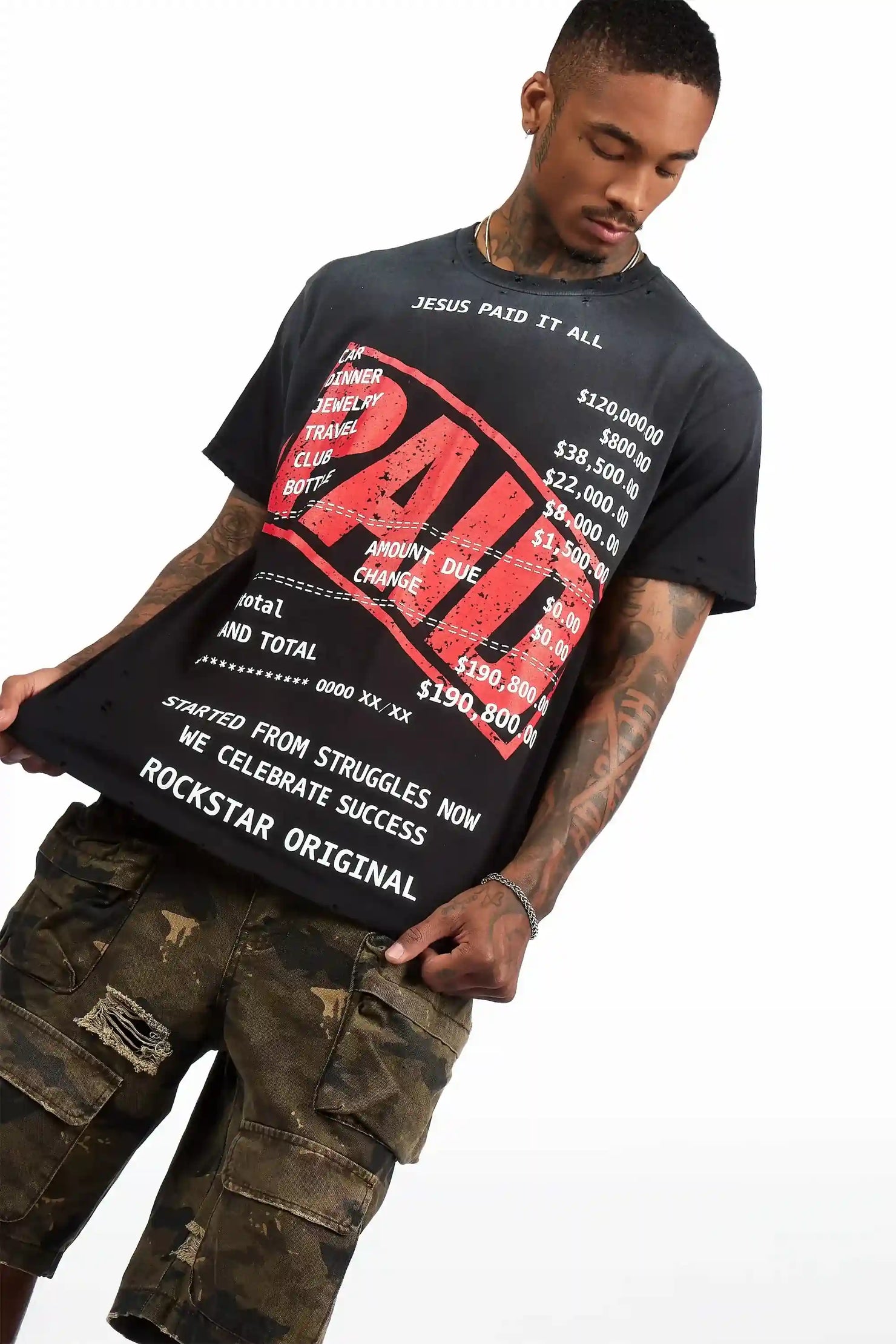 Paid Black Oversized Graphic T-Shirt