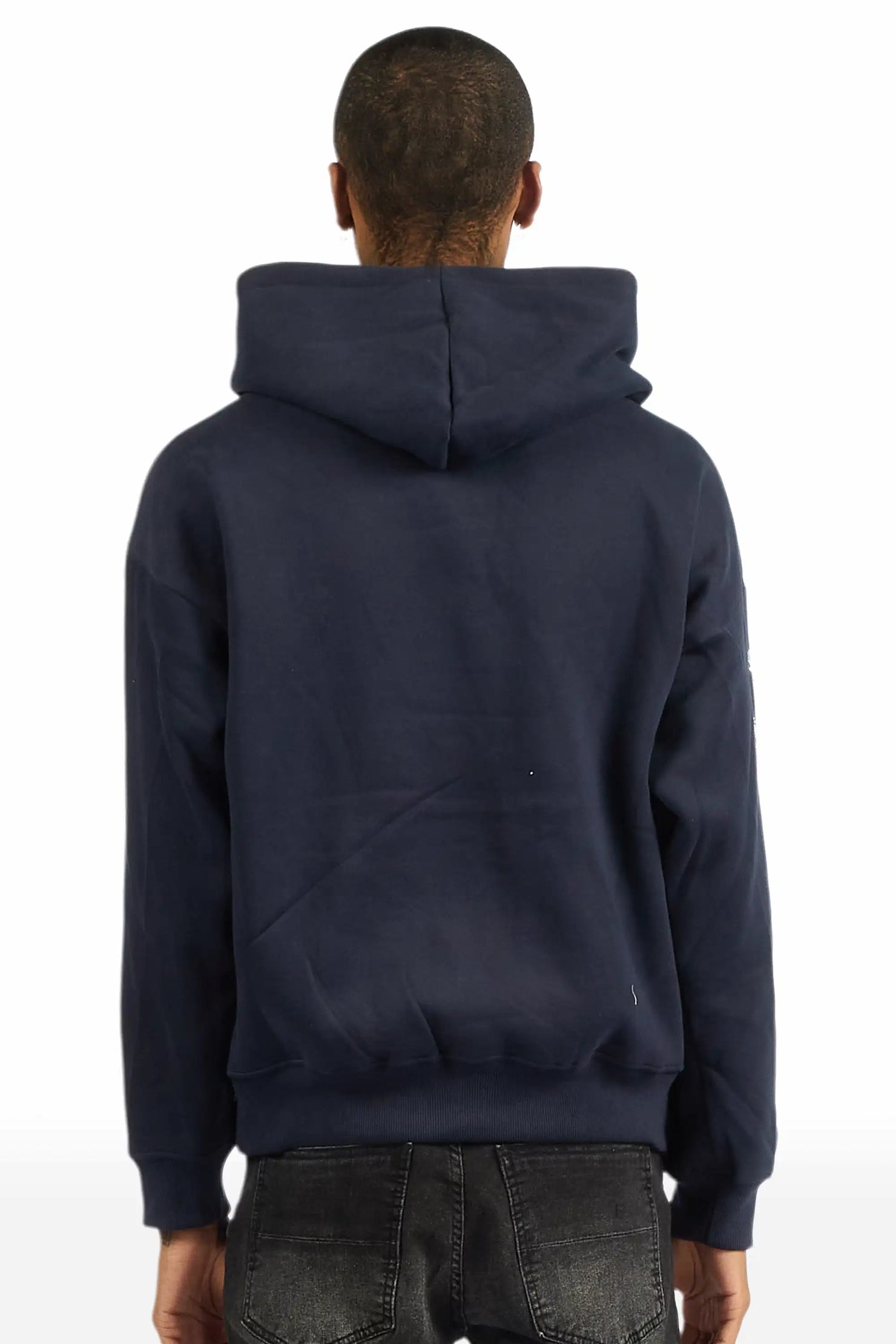 Darius Navy Rhinestone Oversized Hoodie