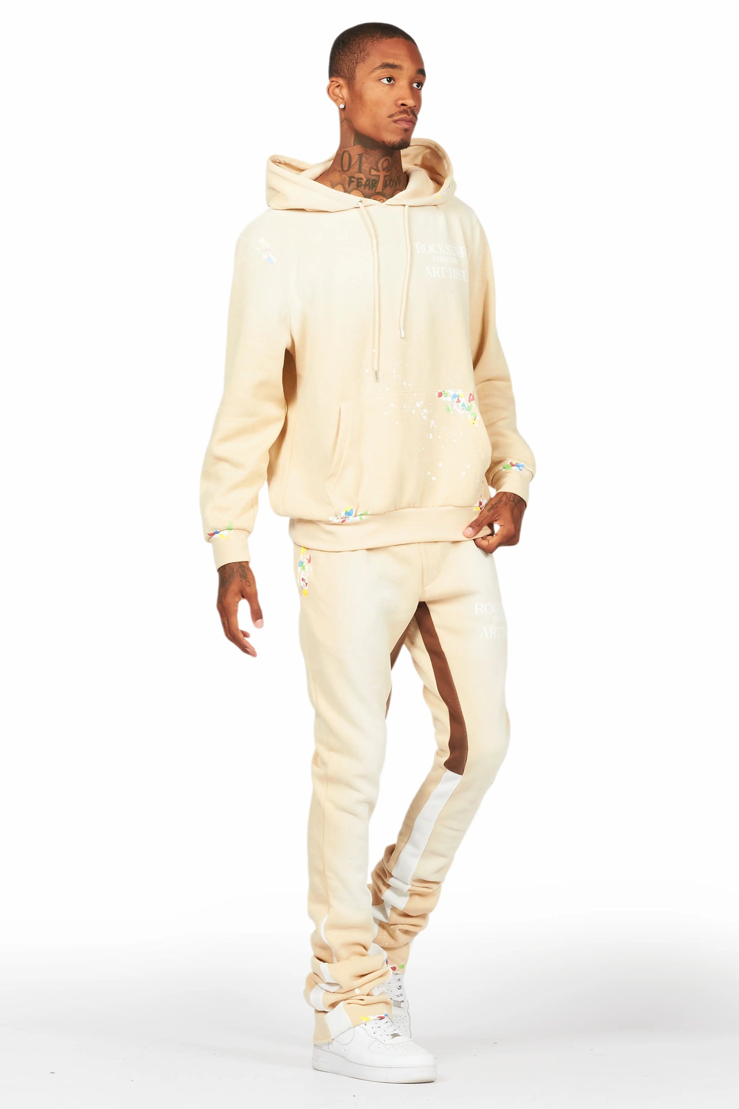 Rockstar Art Dist. Beige/White Super Stacked Pant Set