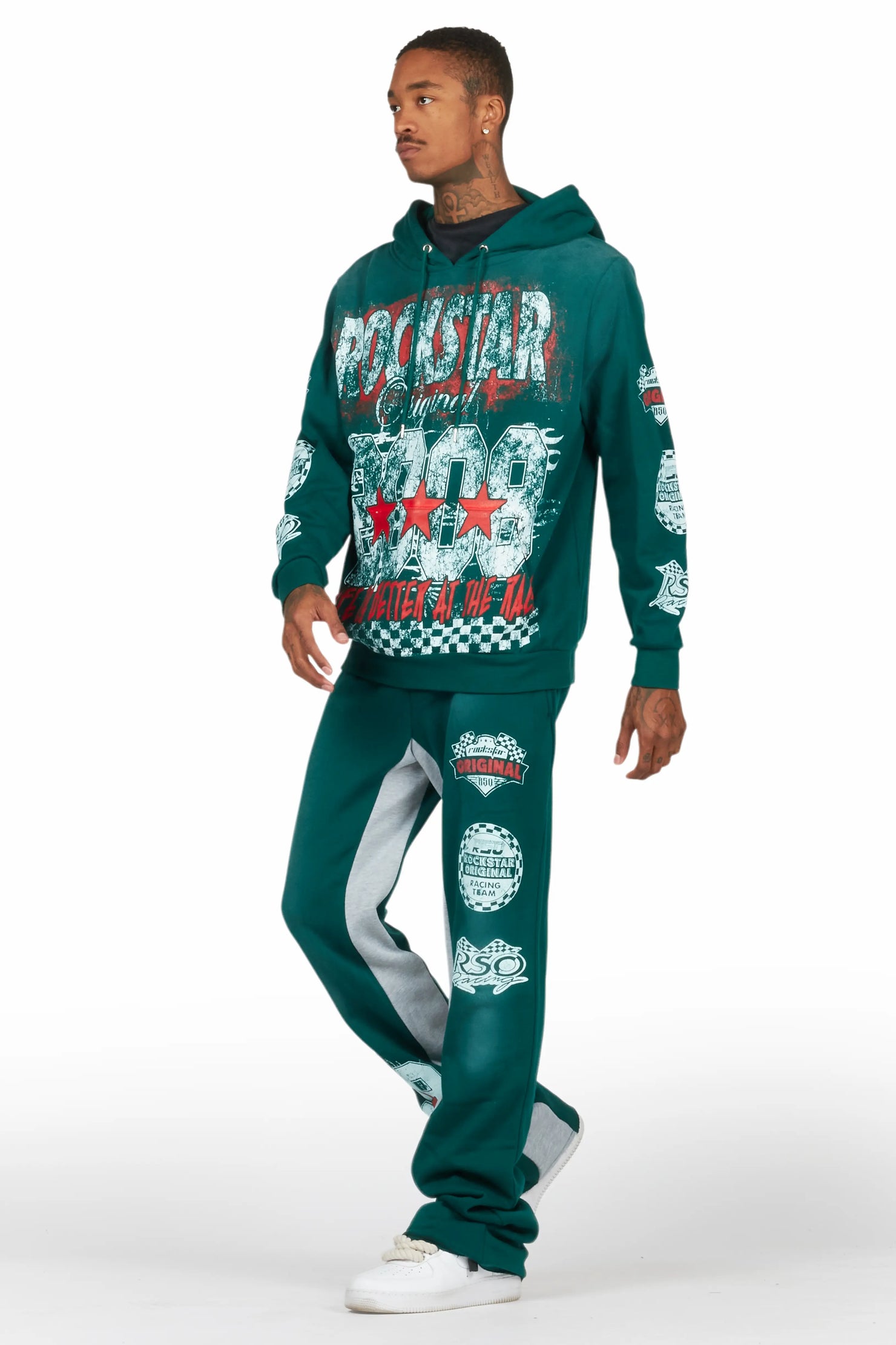 Racing Grung Dark Green Hoodie/Baggy Track Pant Set