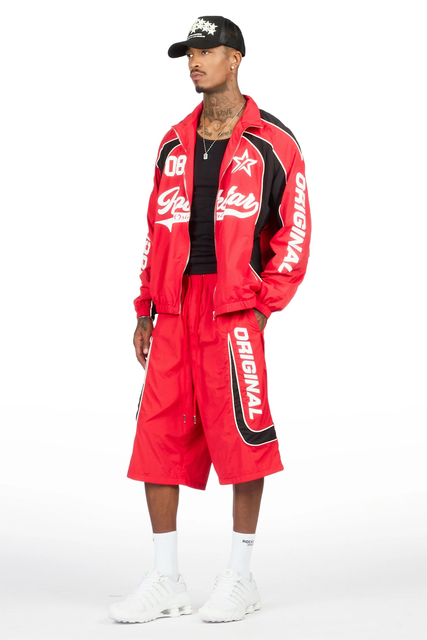 Winich Red Windbreaker Short Set