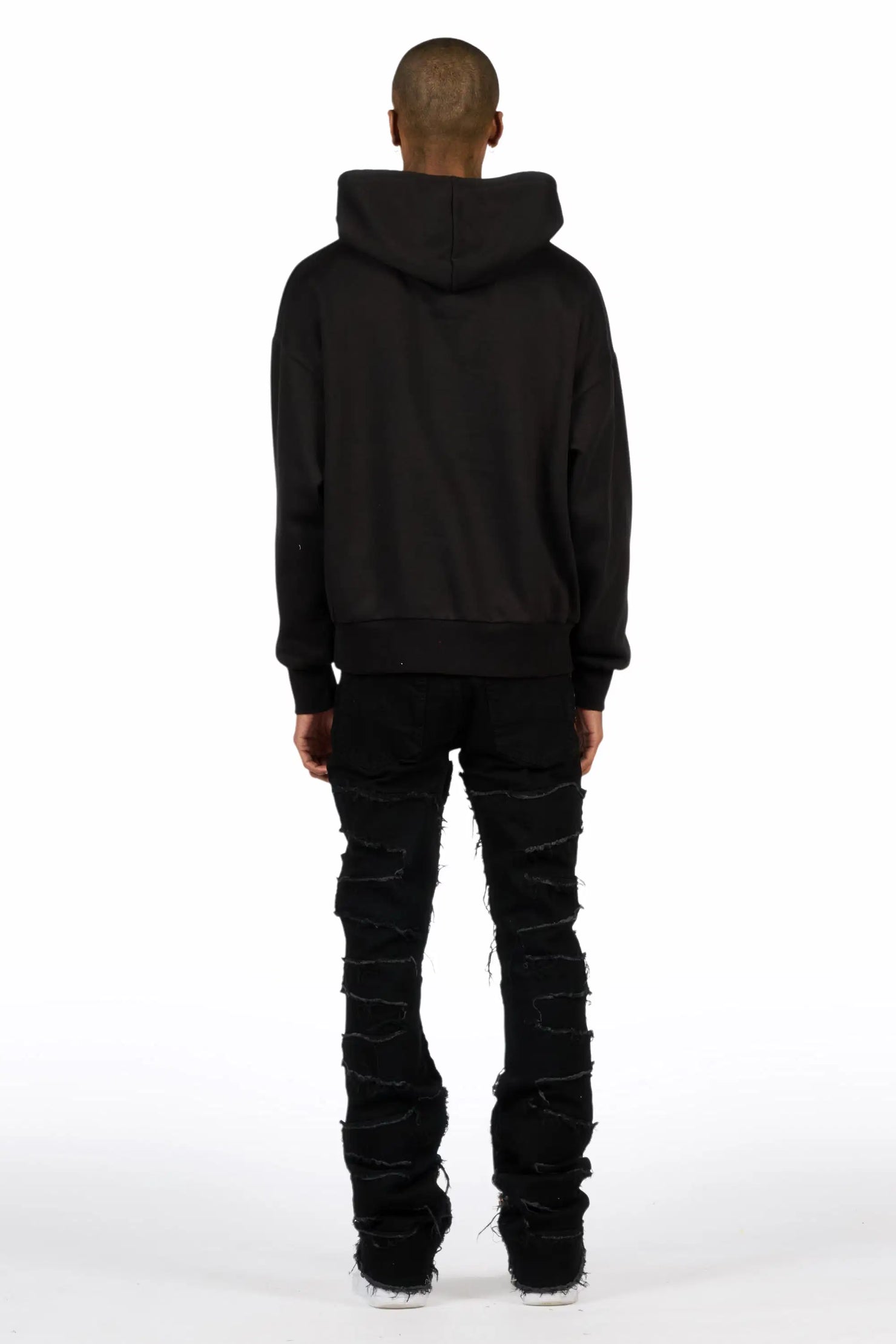 Saxon Black/Orange Hoodie/Stacked Flare Jean Set