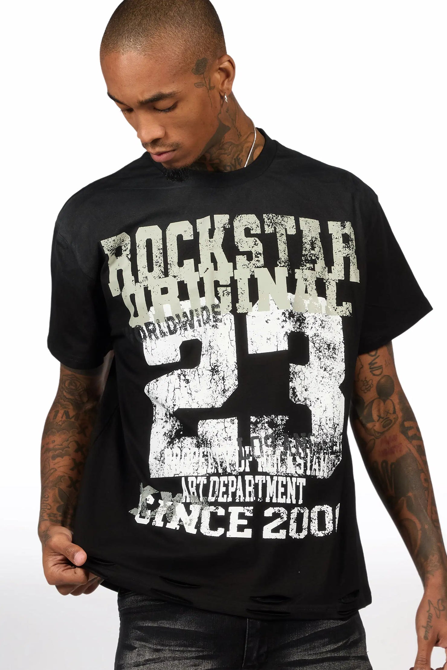 Kyvaris Black Oversized Graphic T-Shirt
