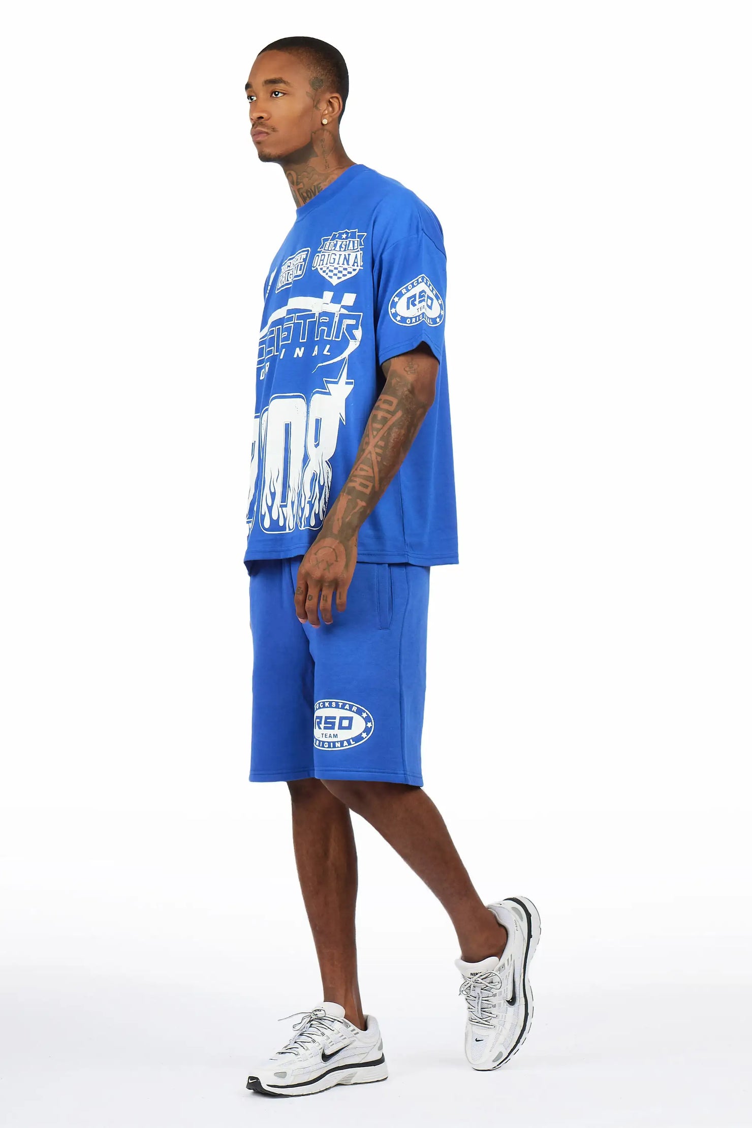 Amos Royal Blue Graphic T-Shirt Short Set