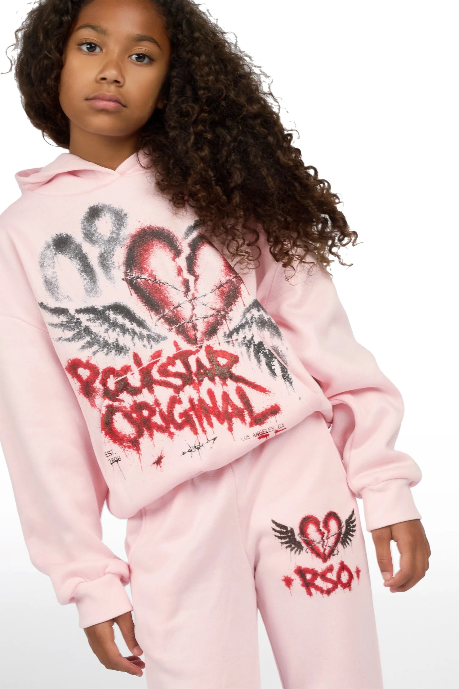 Girls Effigia Light Pink Hoodie Track Set