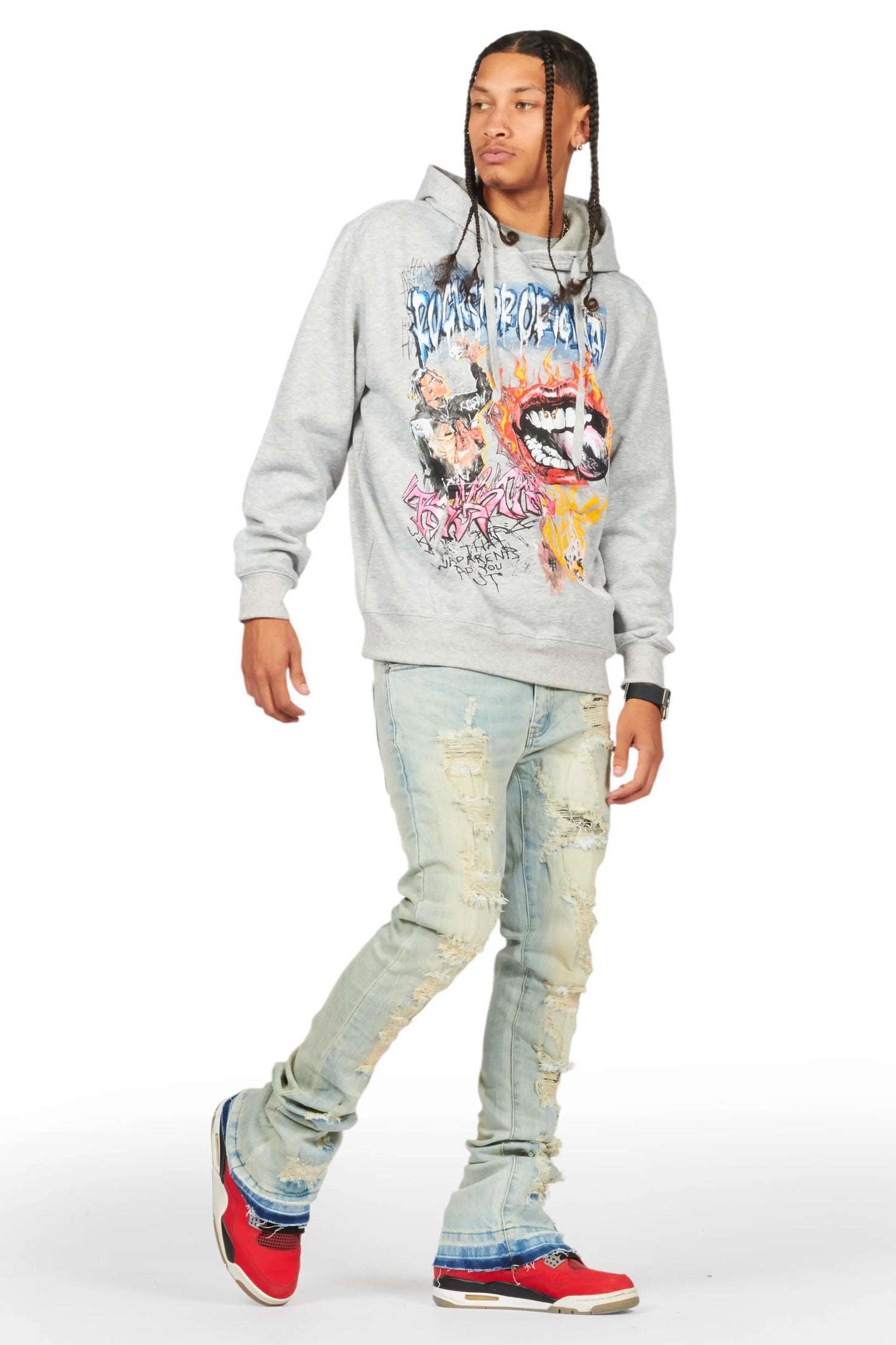 Holibert Light Blue Stacked Flare Jean