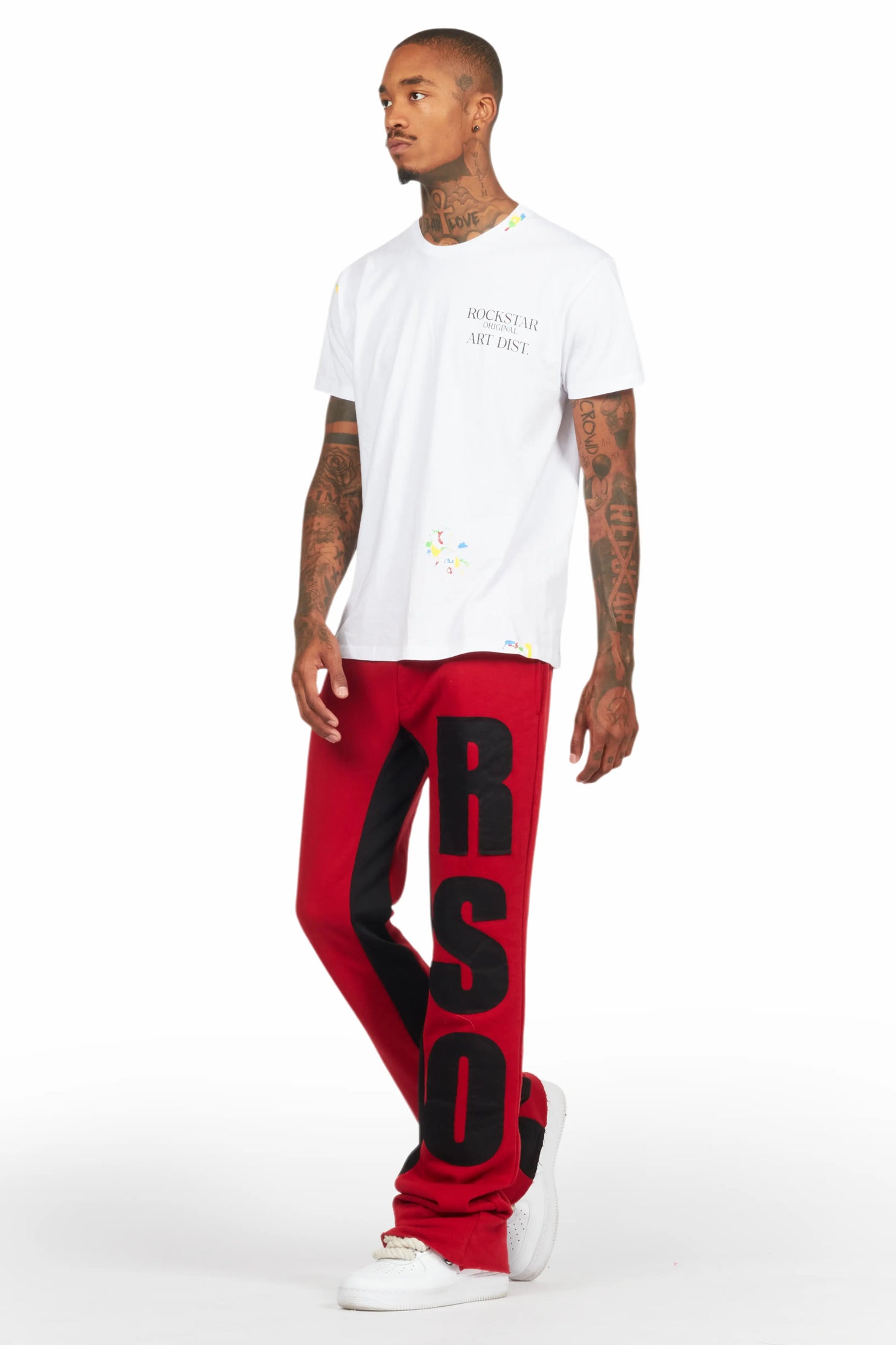 Uko Burgundy Stacked Baggy Track Pant