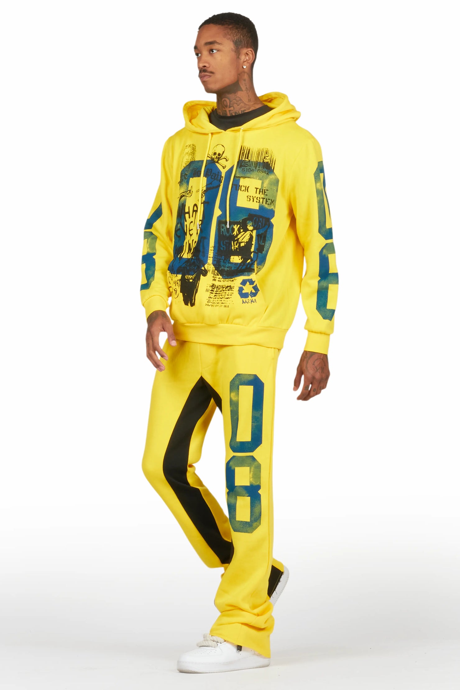 Grill Yellow Hoodie Baggy Track Pant Set