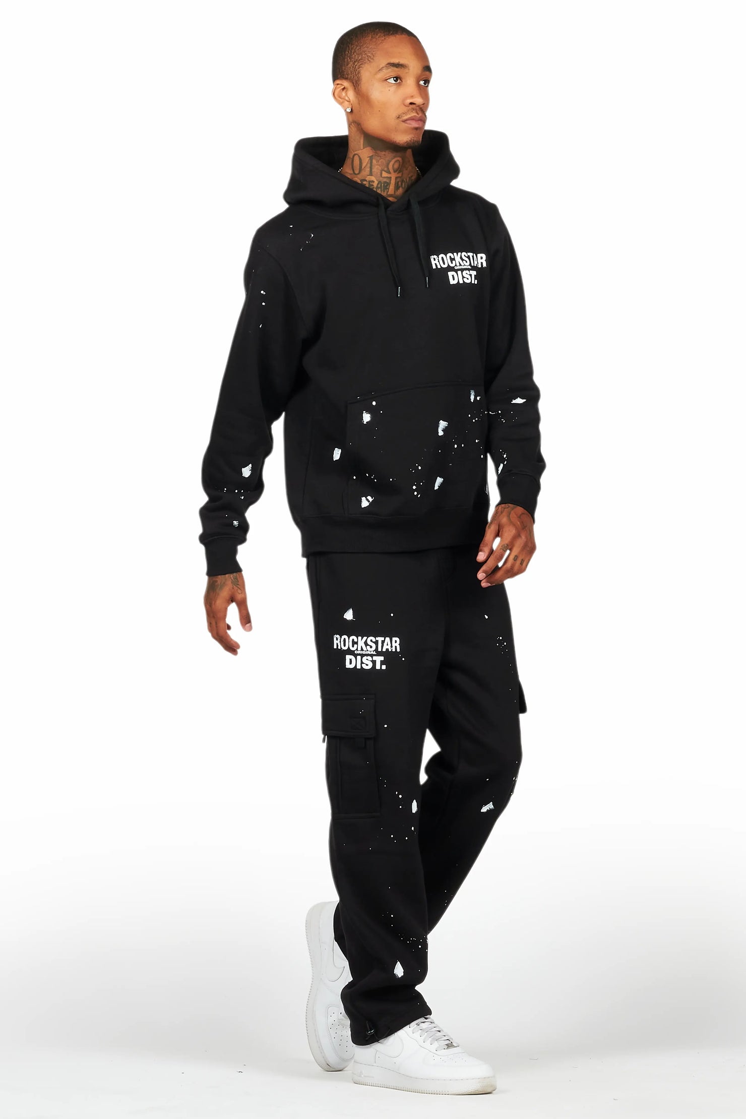 Raffer Black Hoodie/Cargo Sweat Pant Set