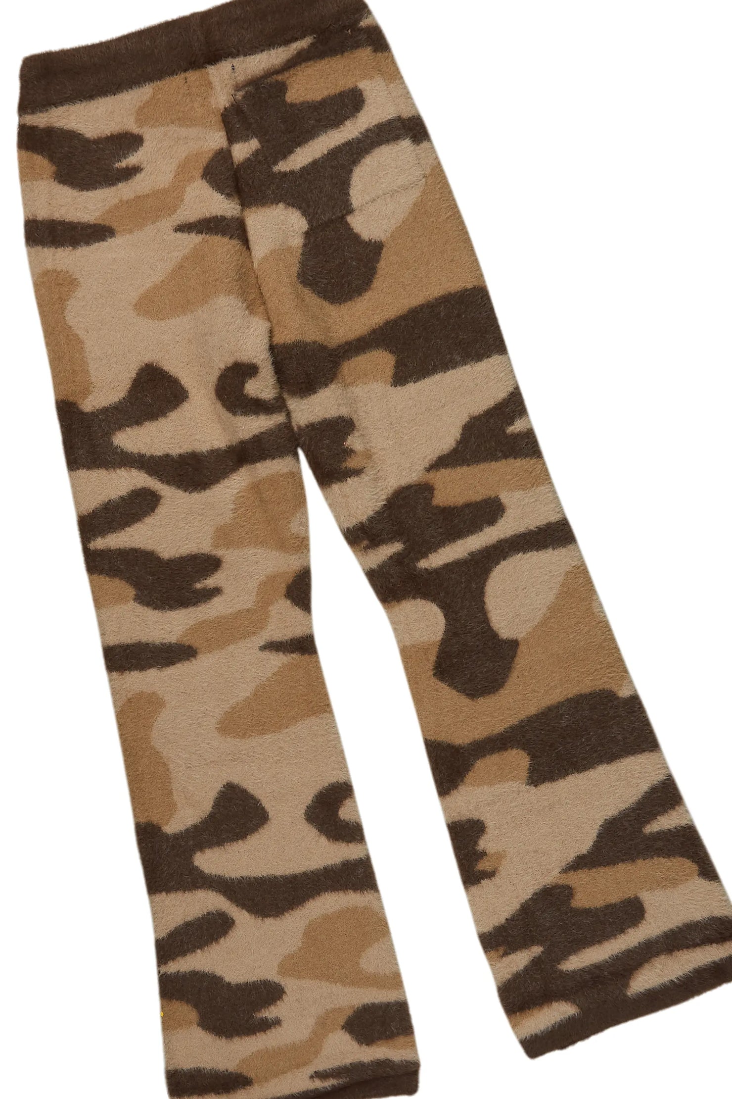 Boys Akio Camo Brown Stacked Flare Knitted Mohair Track Set