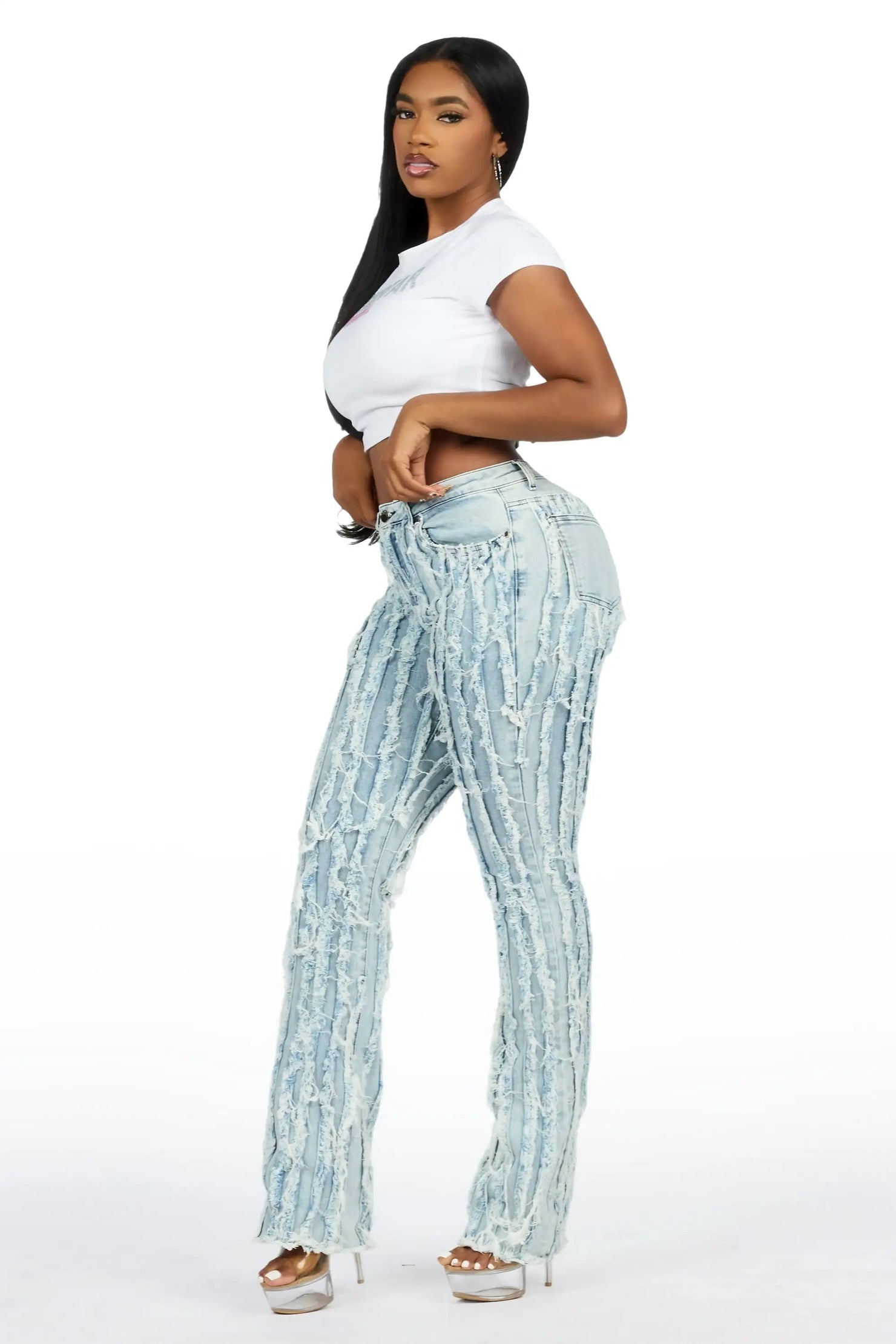 Natalia Light Med. Wash Stacked Flare Jean