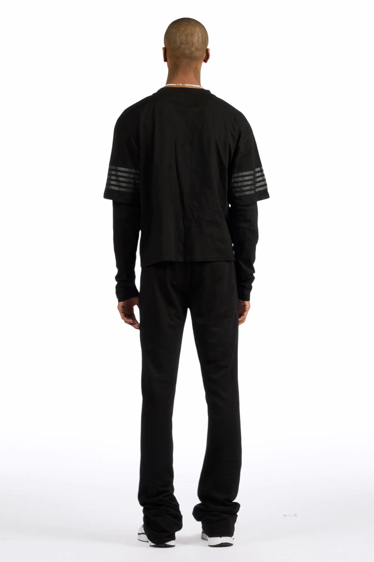 Rulik Black Double Layer T-Shirt/Baggy Stacked Track Set