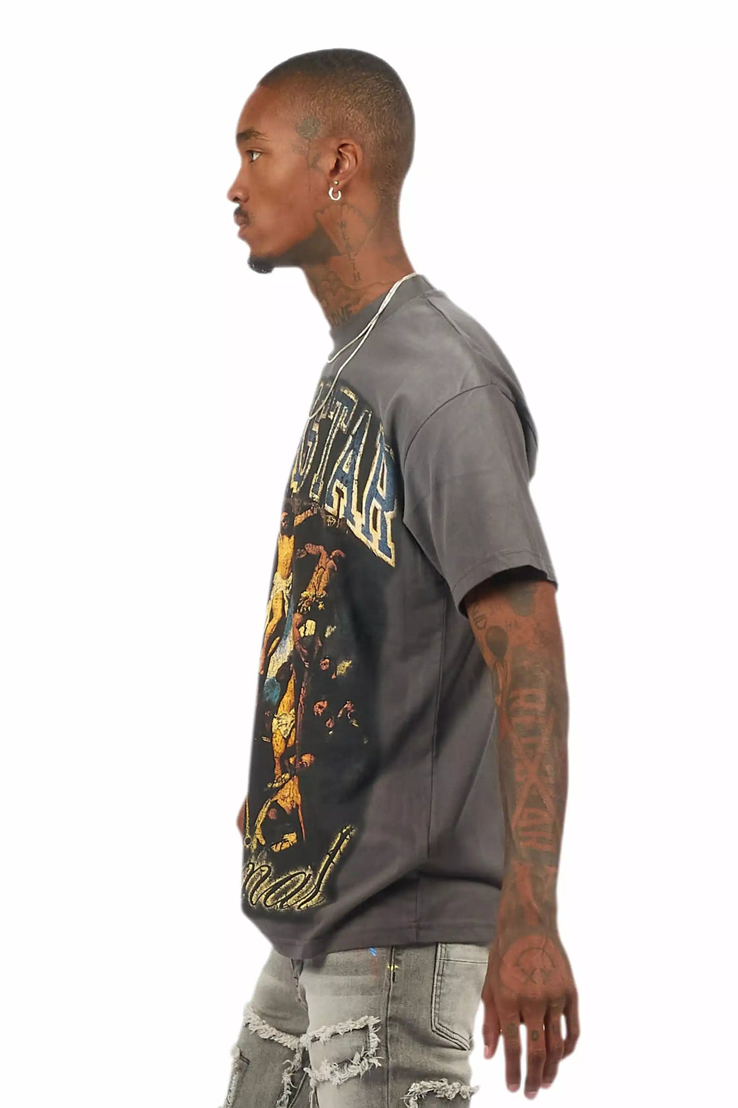Waller Vintage Grey Oversized Graphic T-Shirt