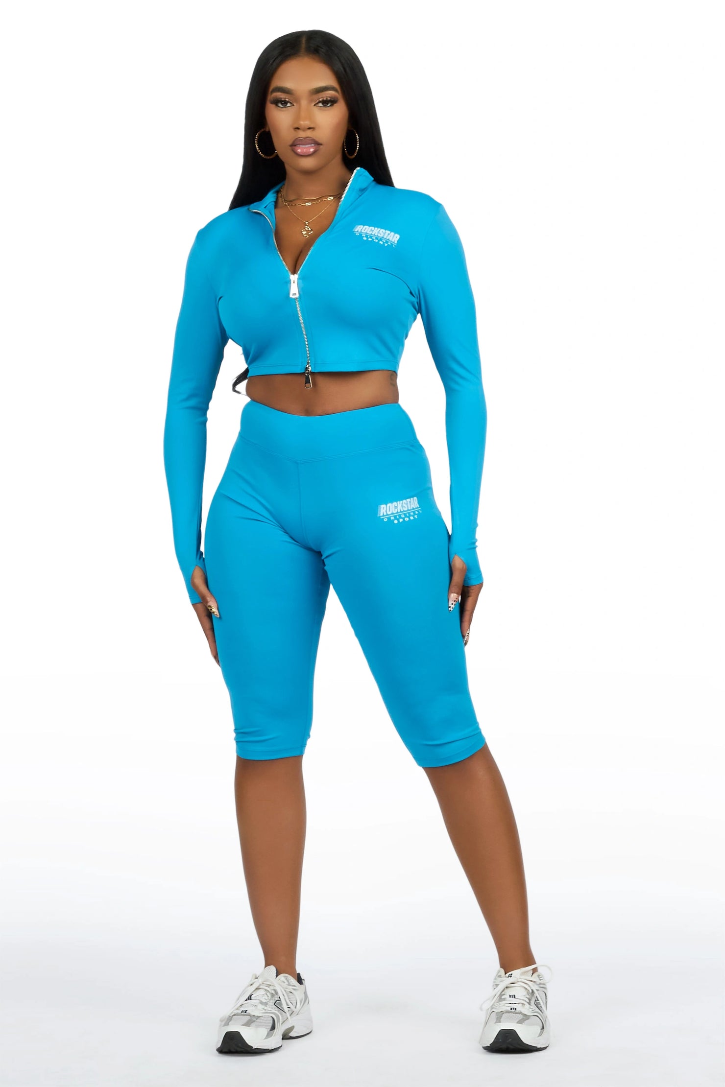 Annalisha Blue Capri Active Set