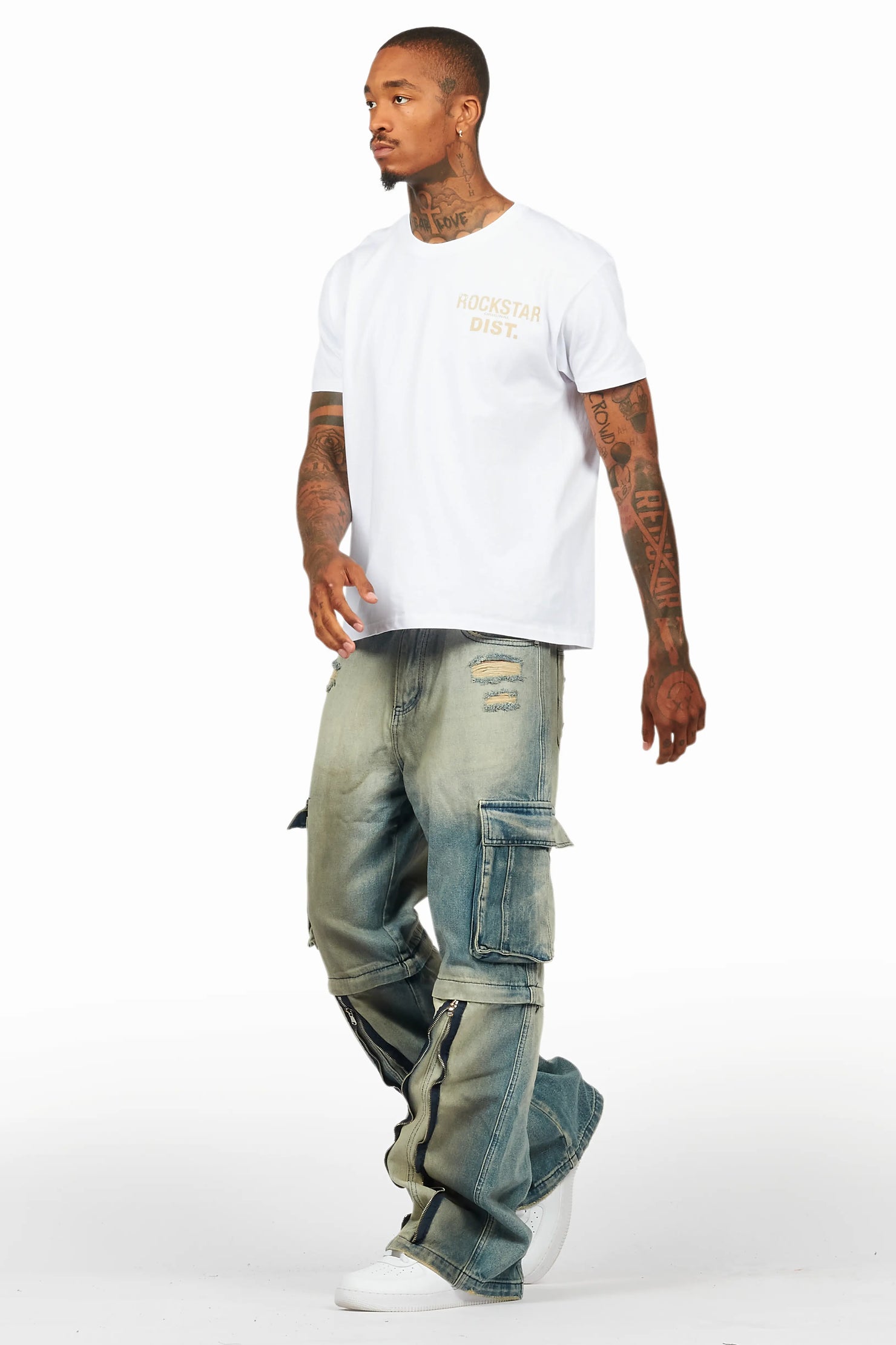 Rupert Vintage Blue Baggy Fit Zip Off Jean