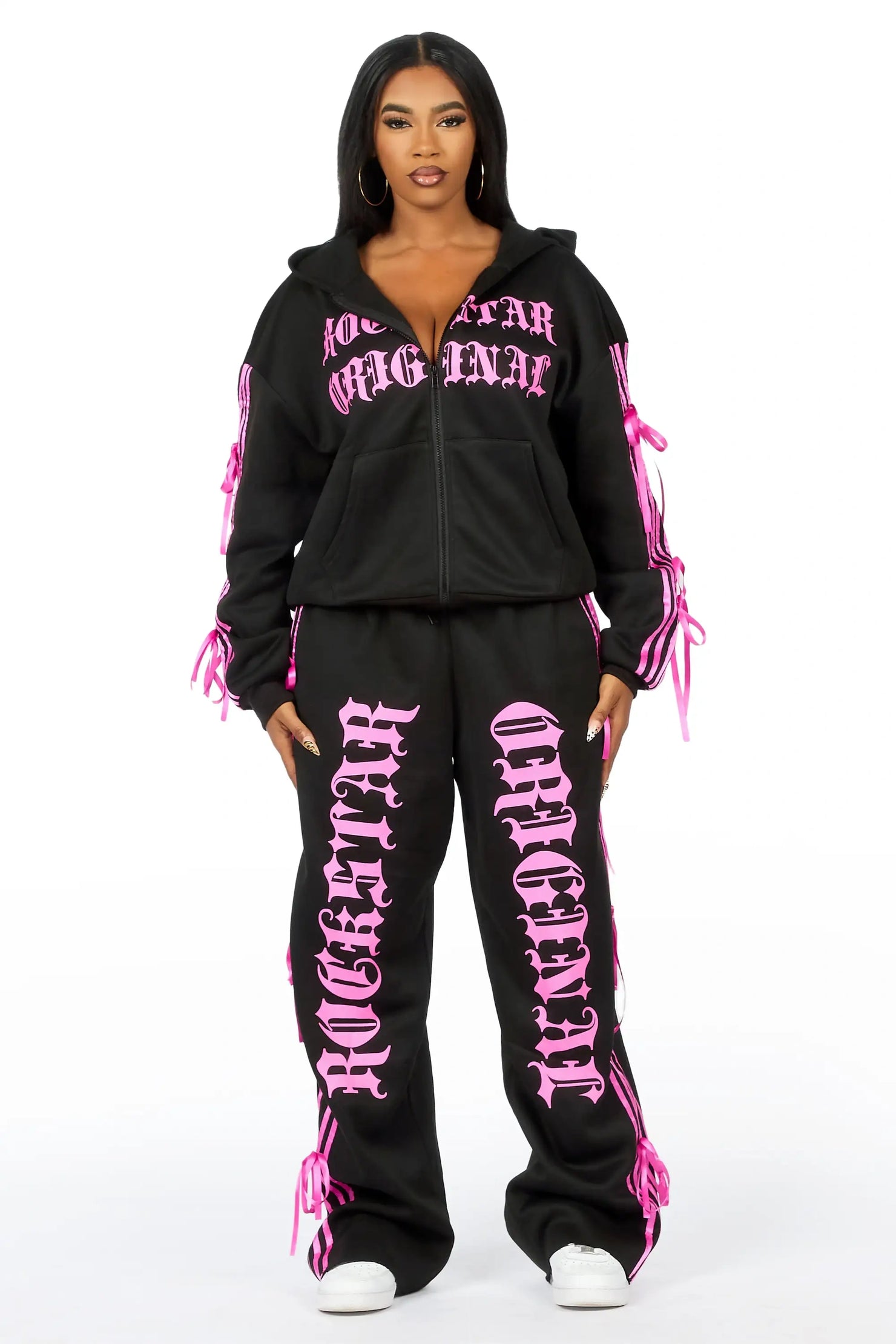 Kettisha Black Lace Up Baggy Track Set