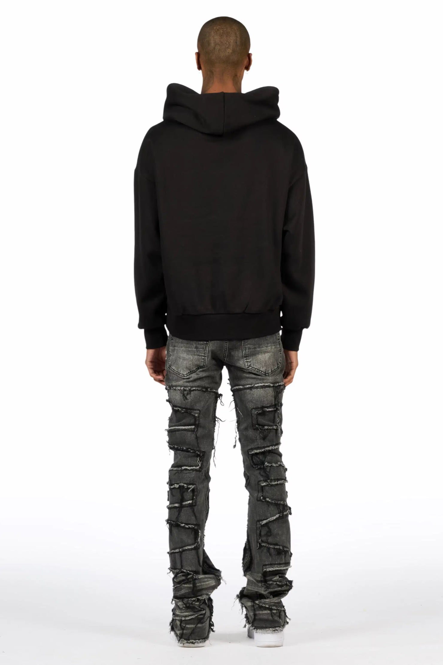 Saxon Purple/Black Hoodie/Stacked Flare Jean Set