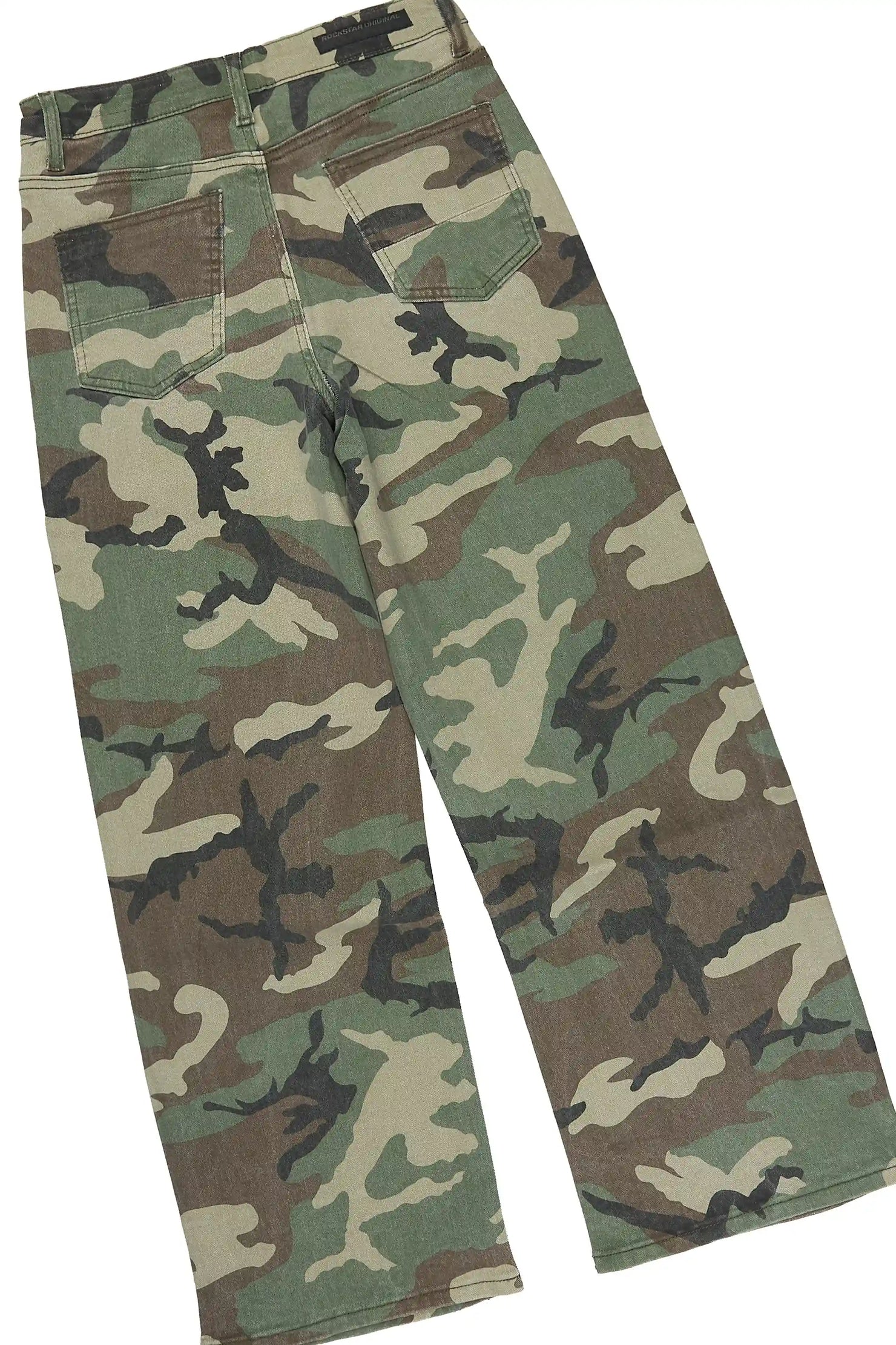 Boys Xyler Green Camo Rhinestone Button Down Shirt/Relaxed Jean Set