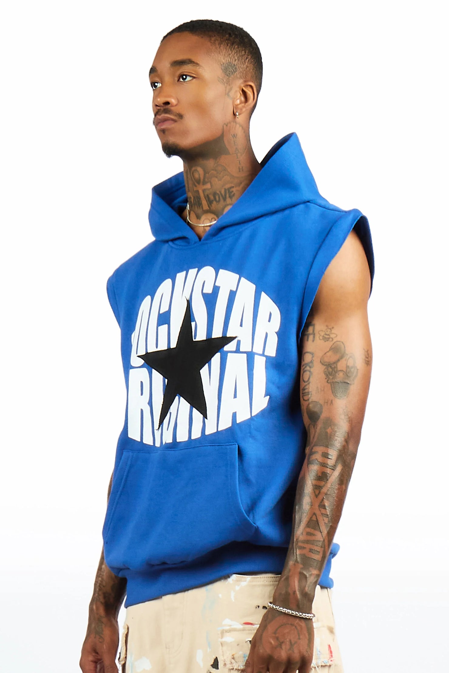 States 2.0 Royal Blue Cut Sleeve Hoodie