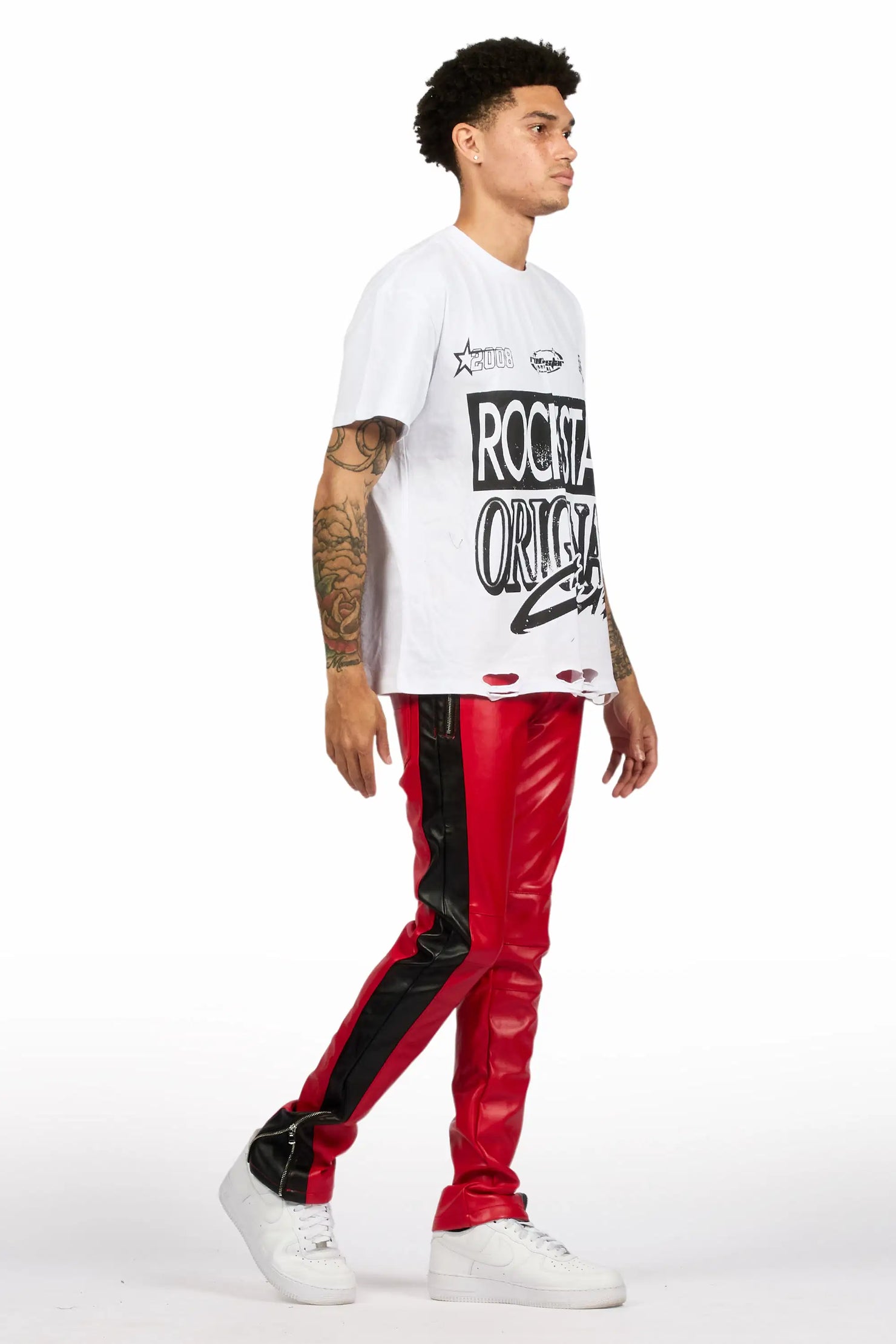 Play Boy Red/Black Skinny Faux Leather Fit Jean