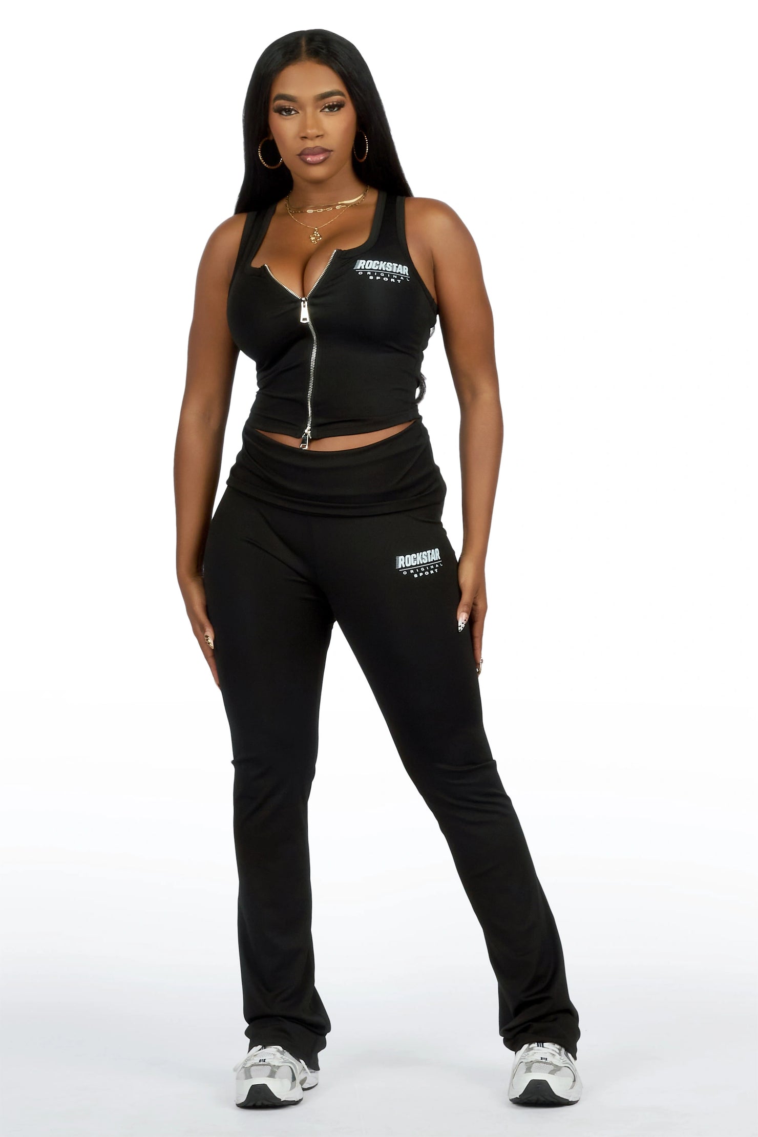 Colleen Black Tank Flare Pant Active Set