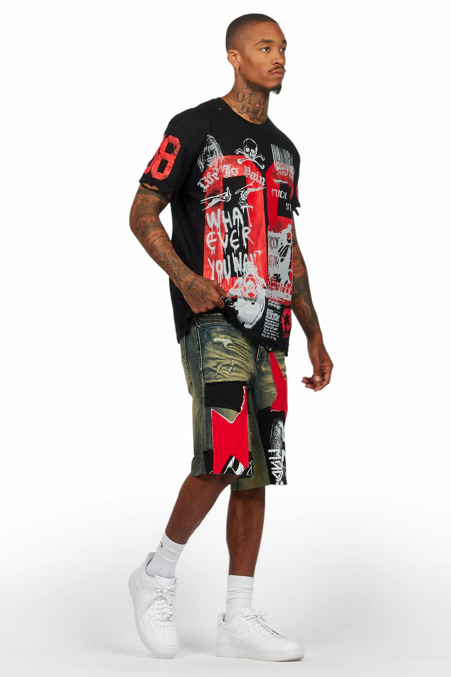 Grill Black/Tint T-Shirt/Denim Short Set