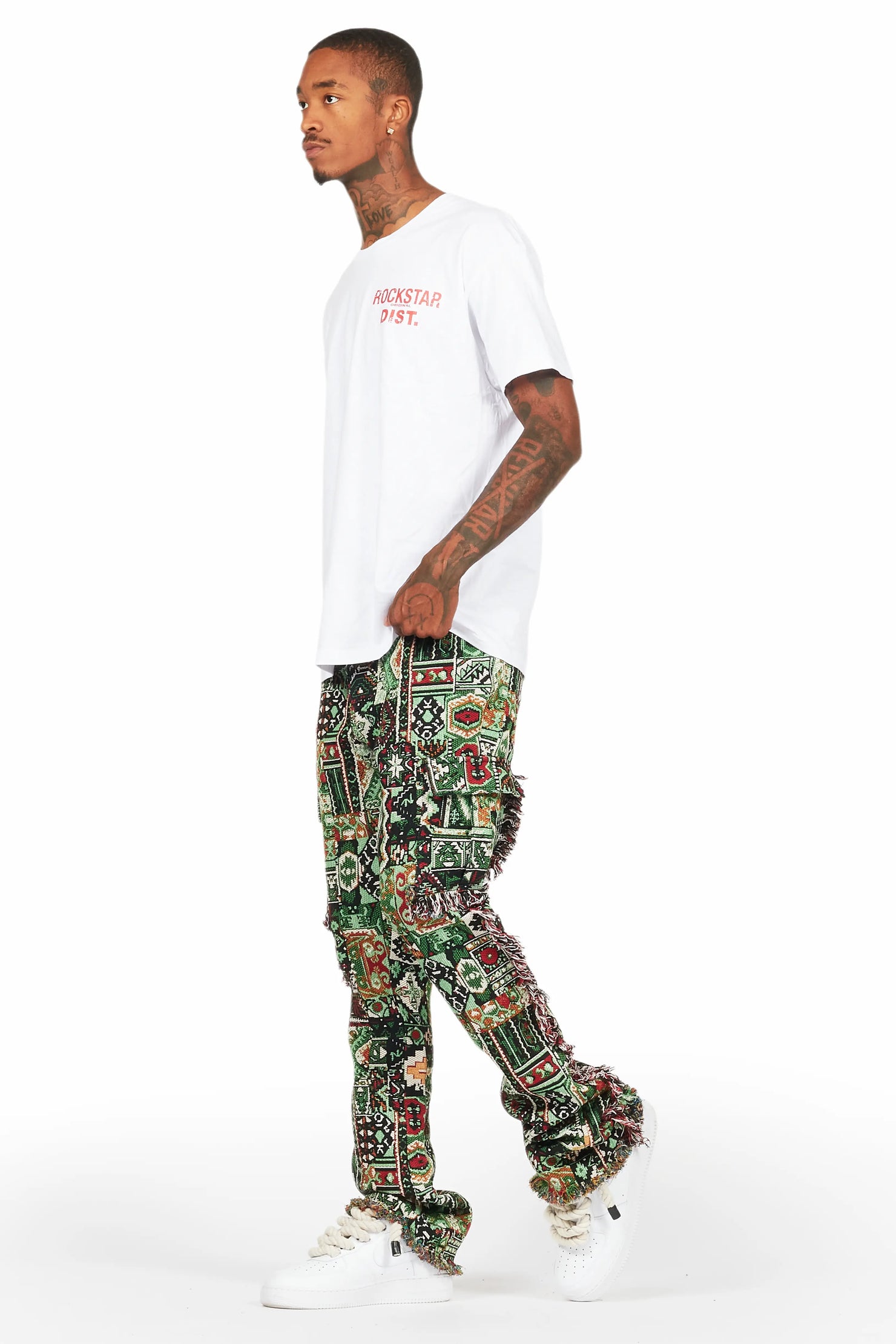 Ayami Green Slim Tapestry Flare Jean