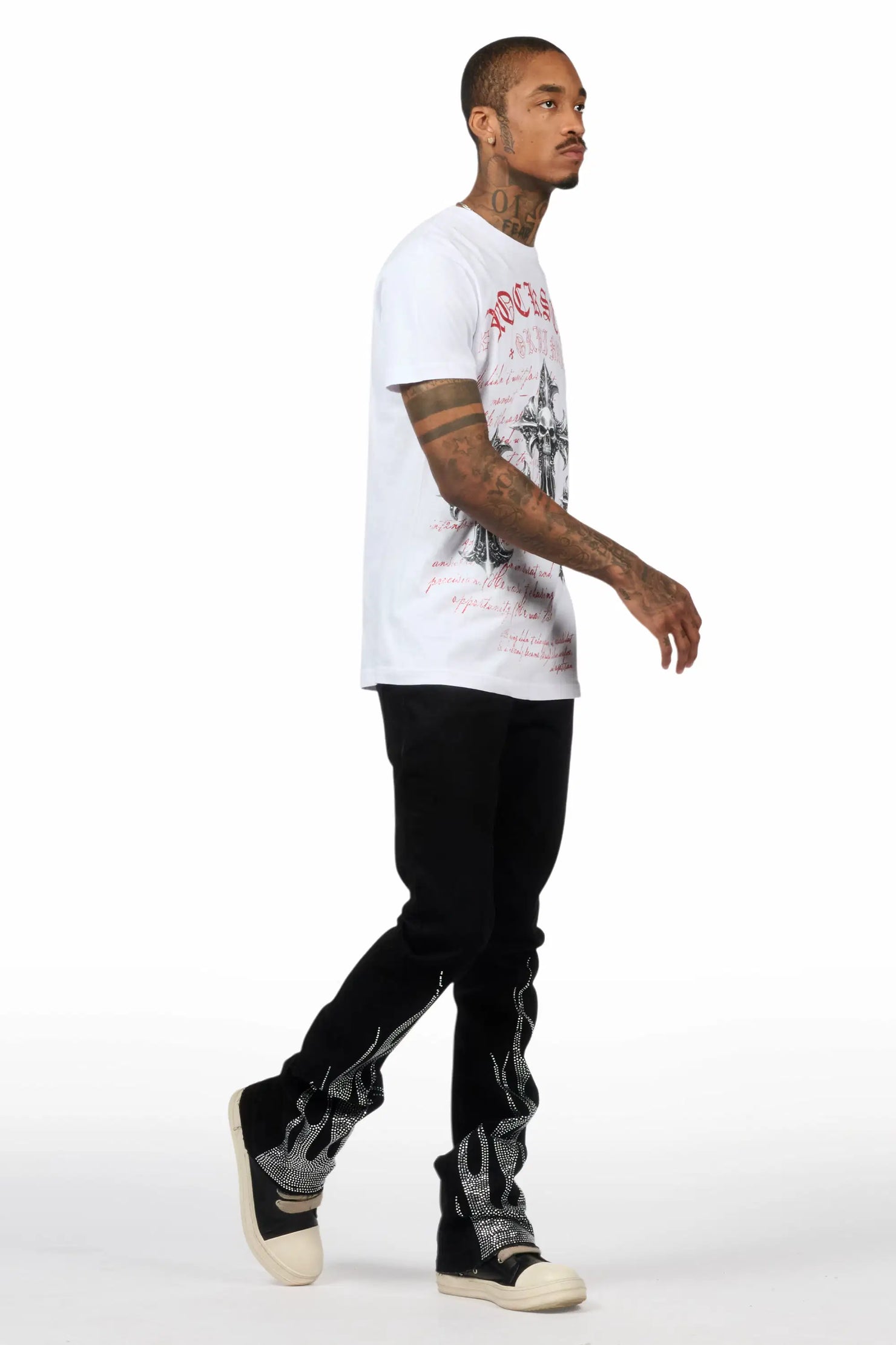 Samba Black/Clear Rhinestone Stacked Flare Jean