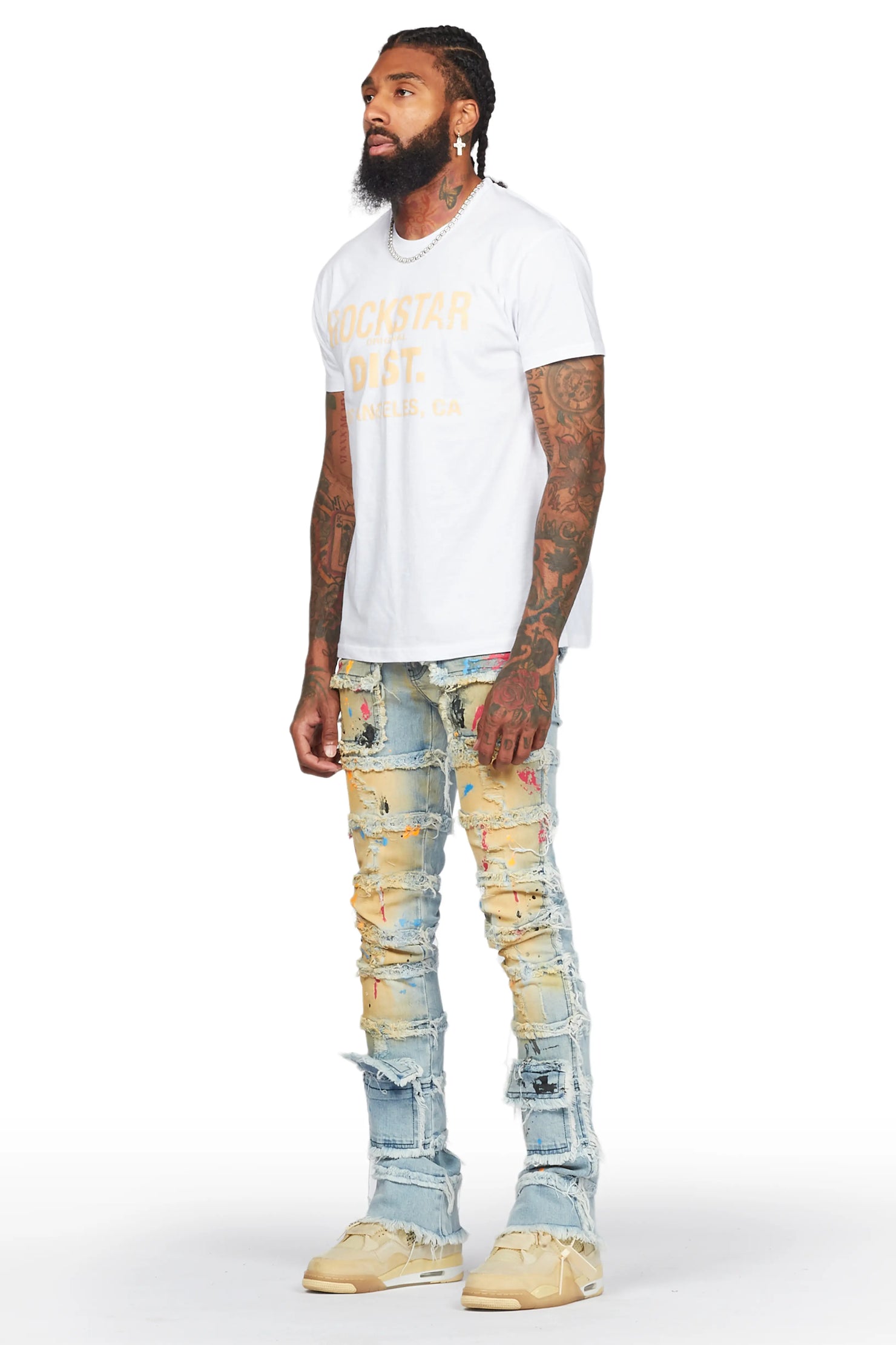 Zafer Blue Painter Stacked Flare Jean