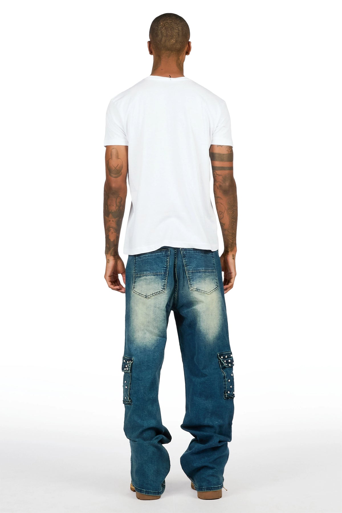 Arman Dark Blue Rhinestones Baggy Fit Jeans