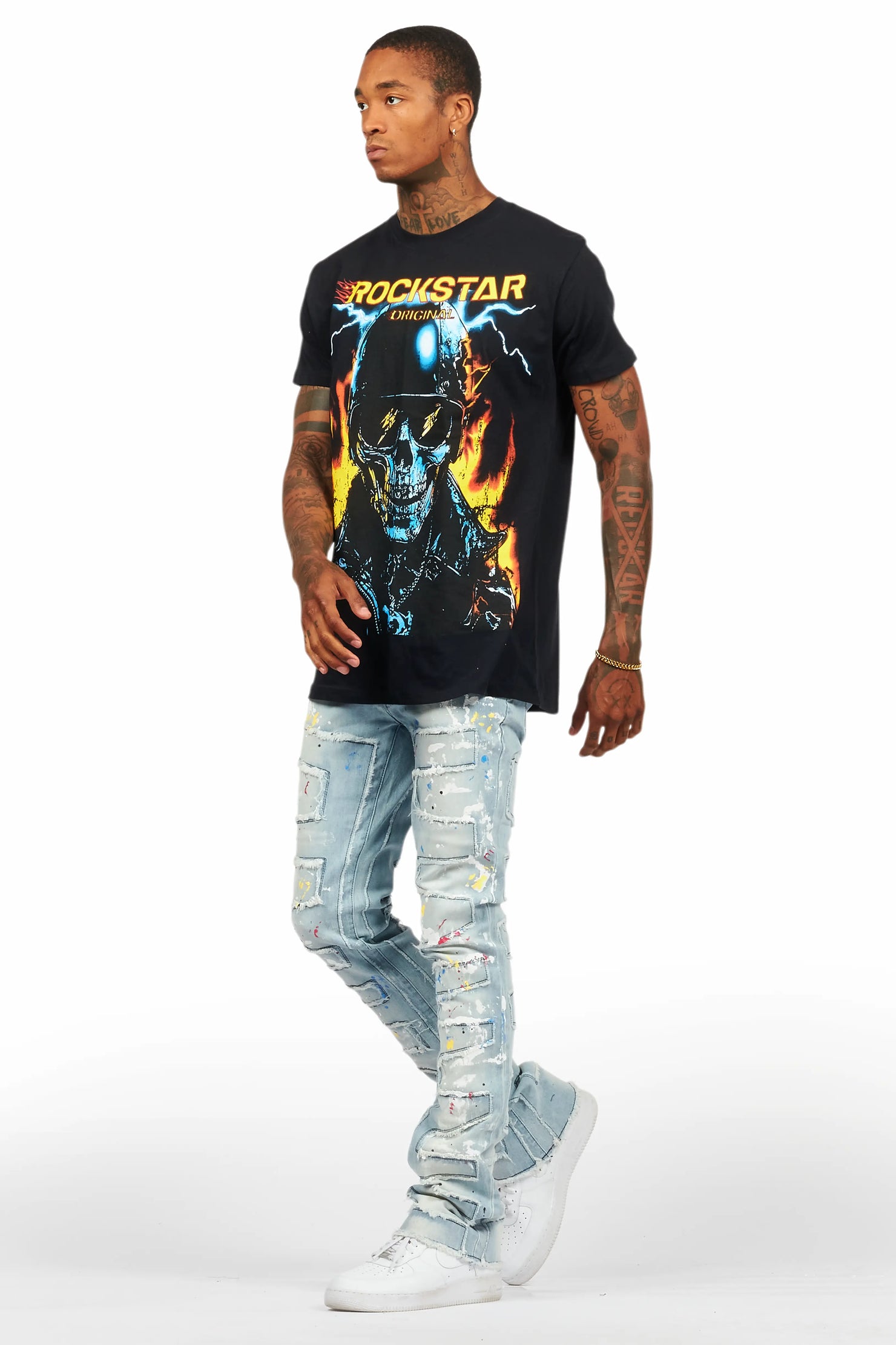 Balius Black Oversized Graphic T-Shirt