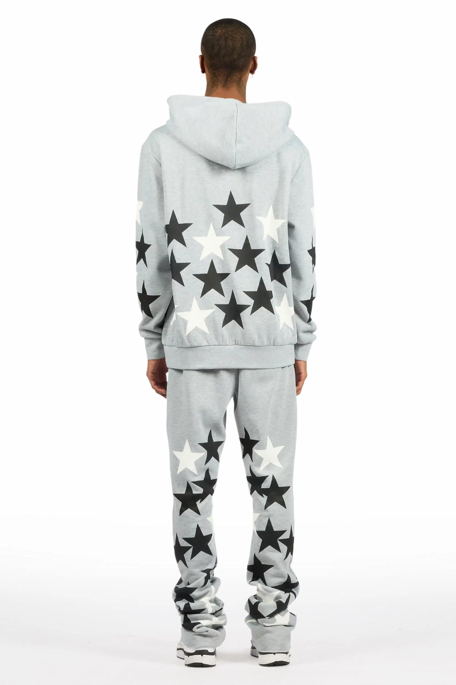 Starlane Heather Grey/Black Hoodie Stacked Flare Fit Track Set