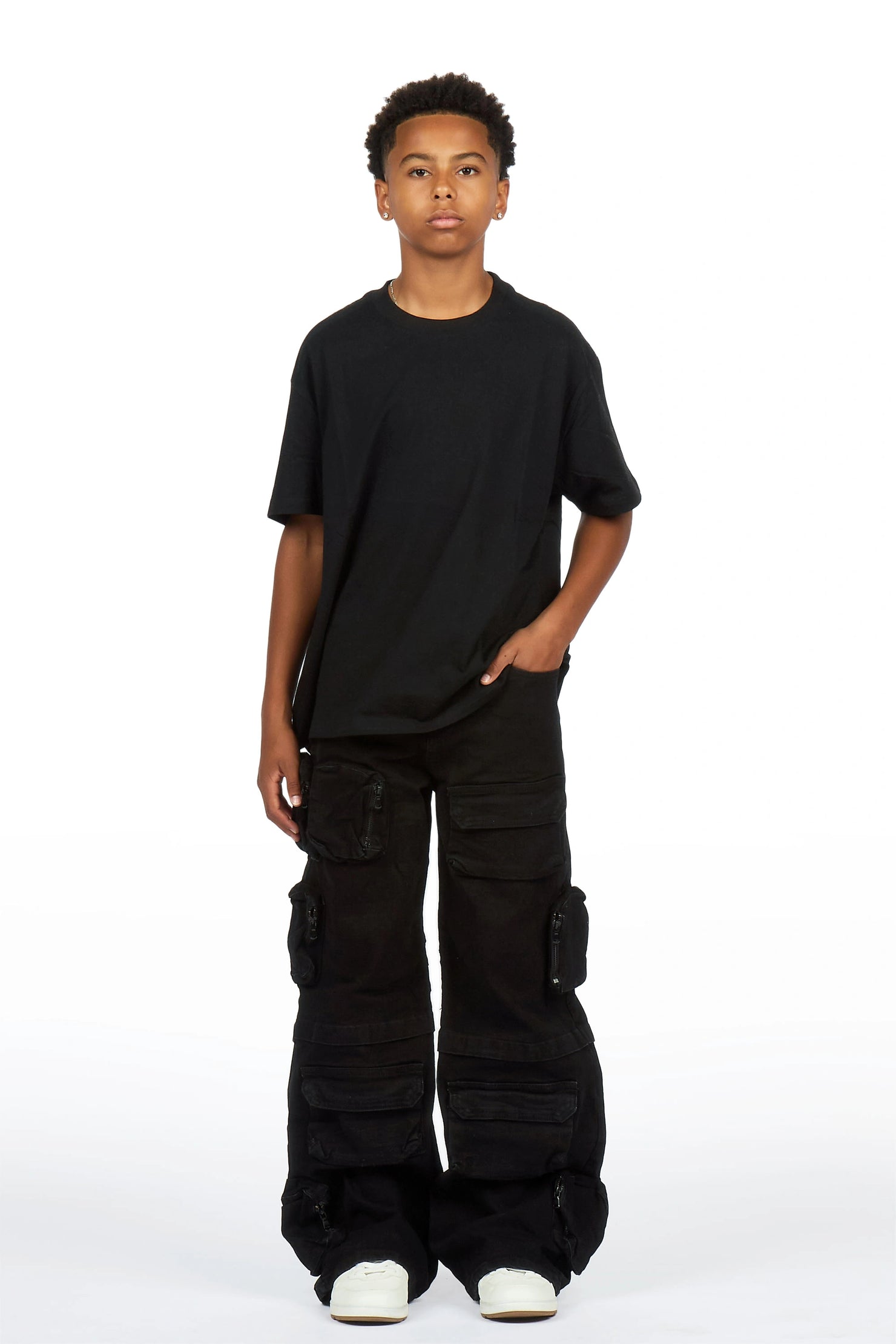 Boys Pocketeer Black Baggy Fit Cargo Jean