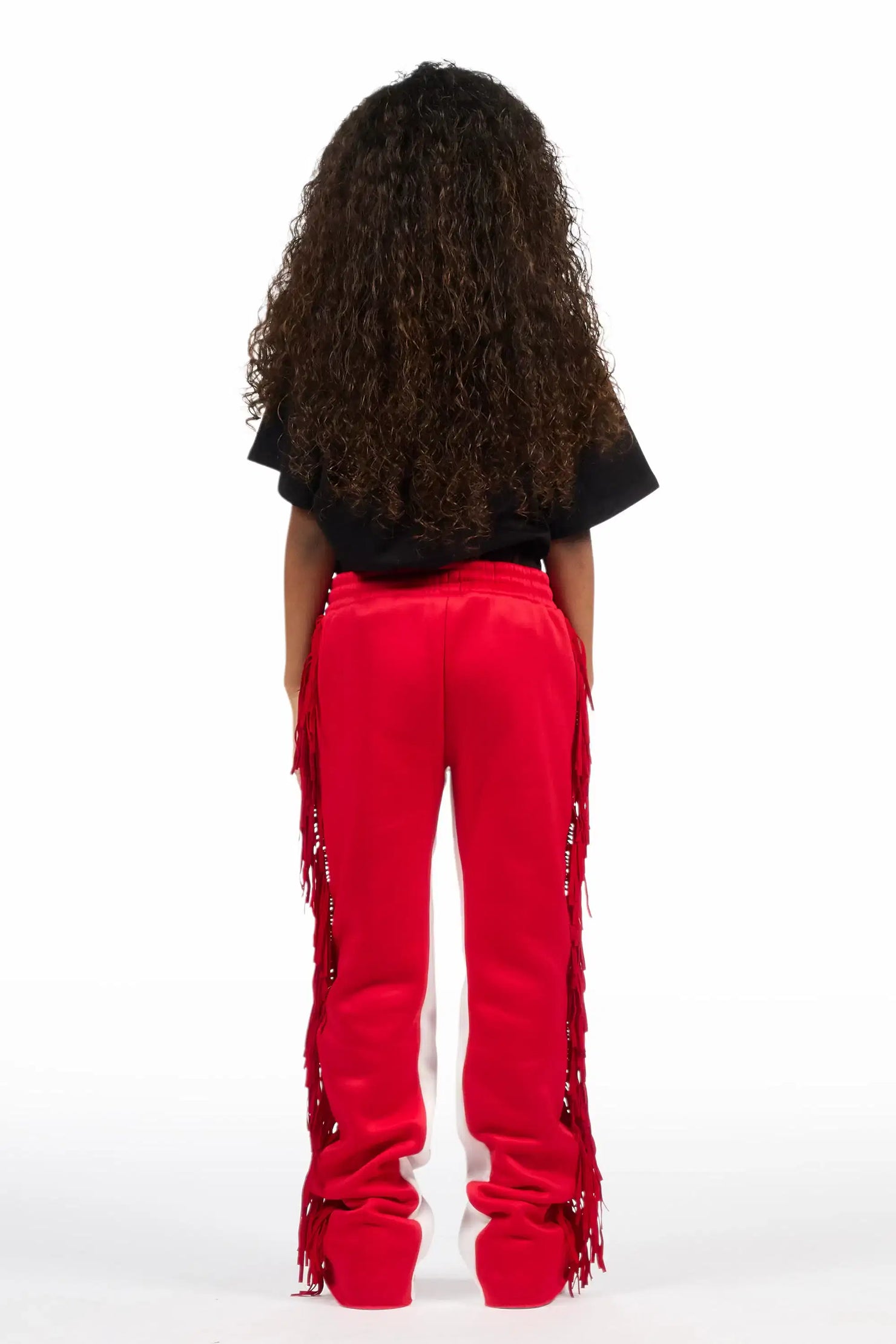Girls Kendra Red Fringe Stacked Flare Pant