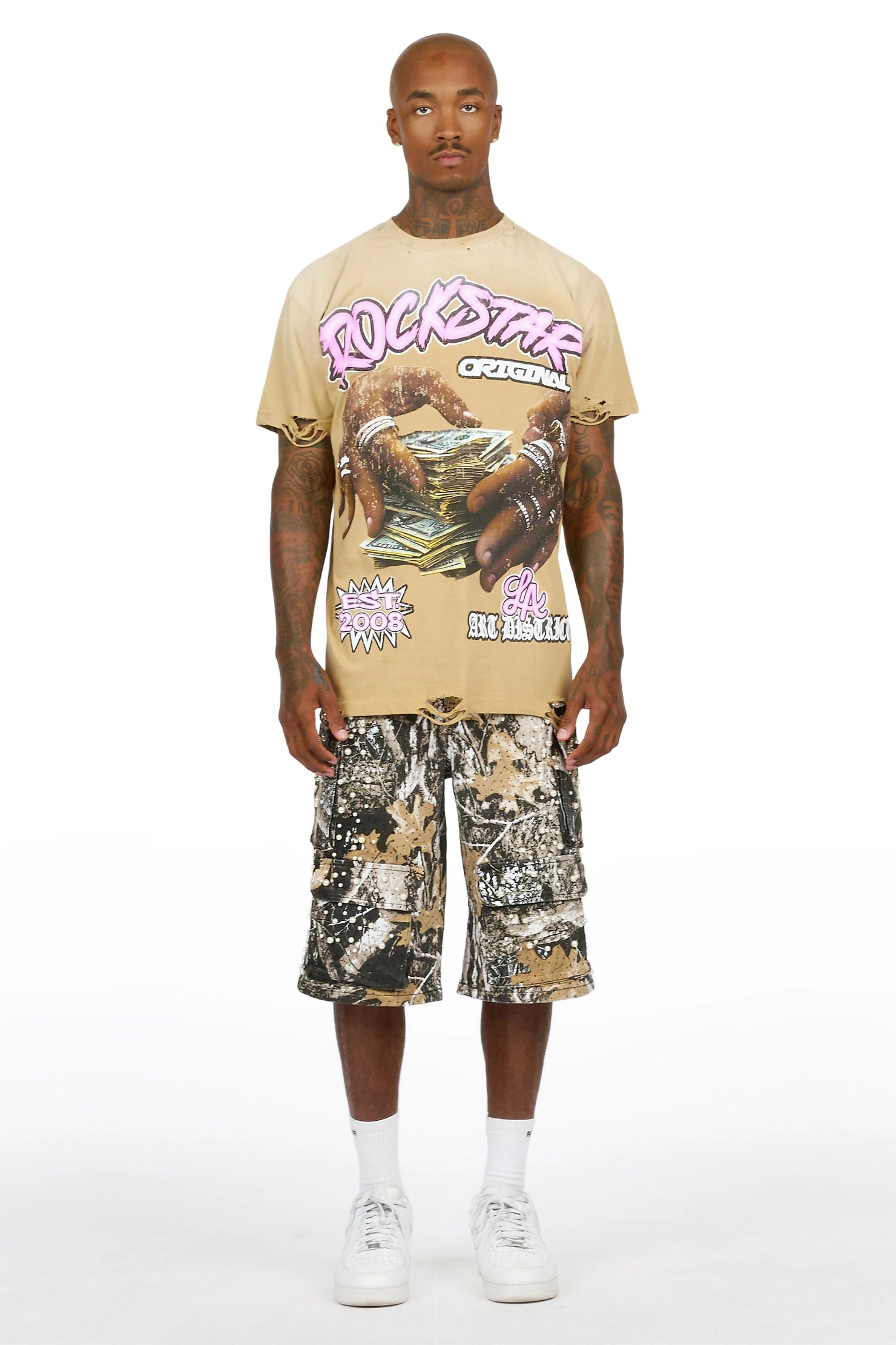 Semental Black/Tree Camo Rhinestone Jort
