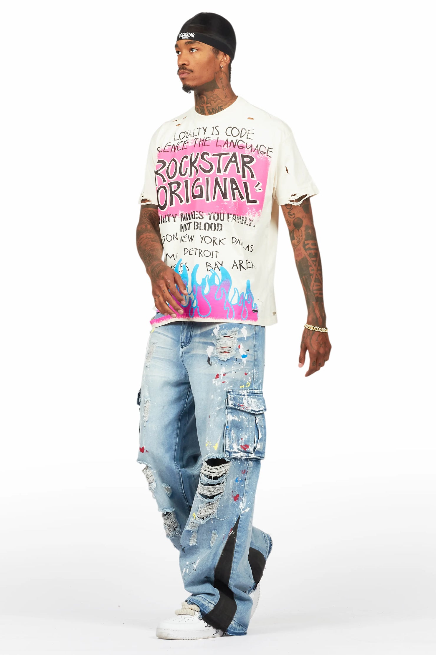 Dru Blue Painter Baggy Cargo Jean