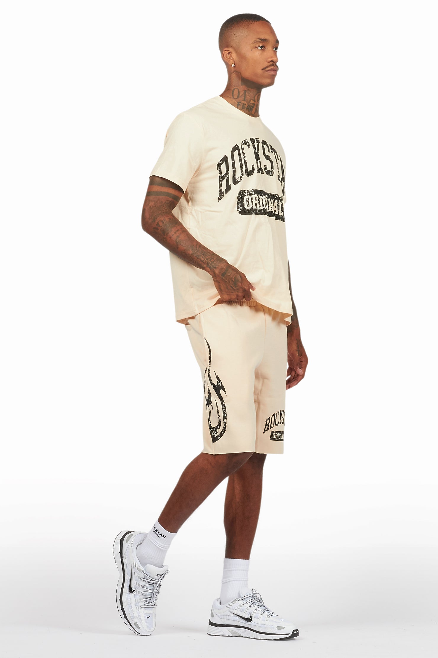 Members Beige T-Shirt/Short Set