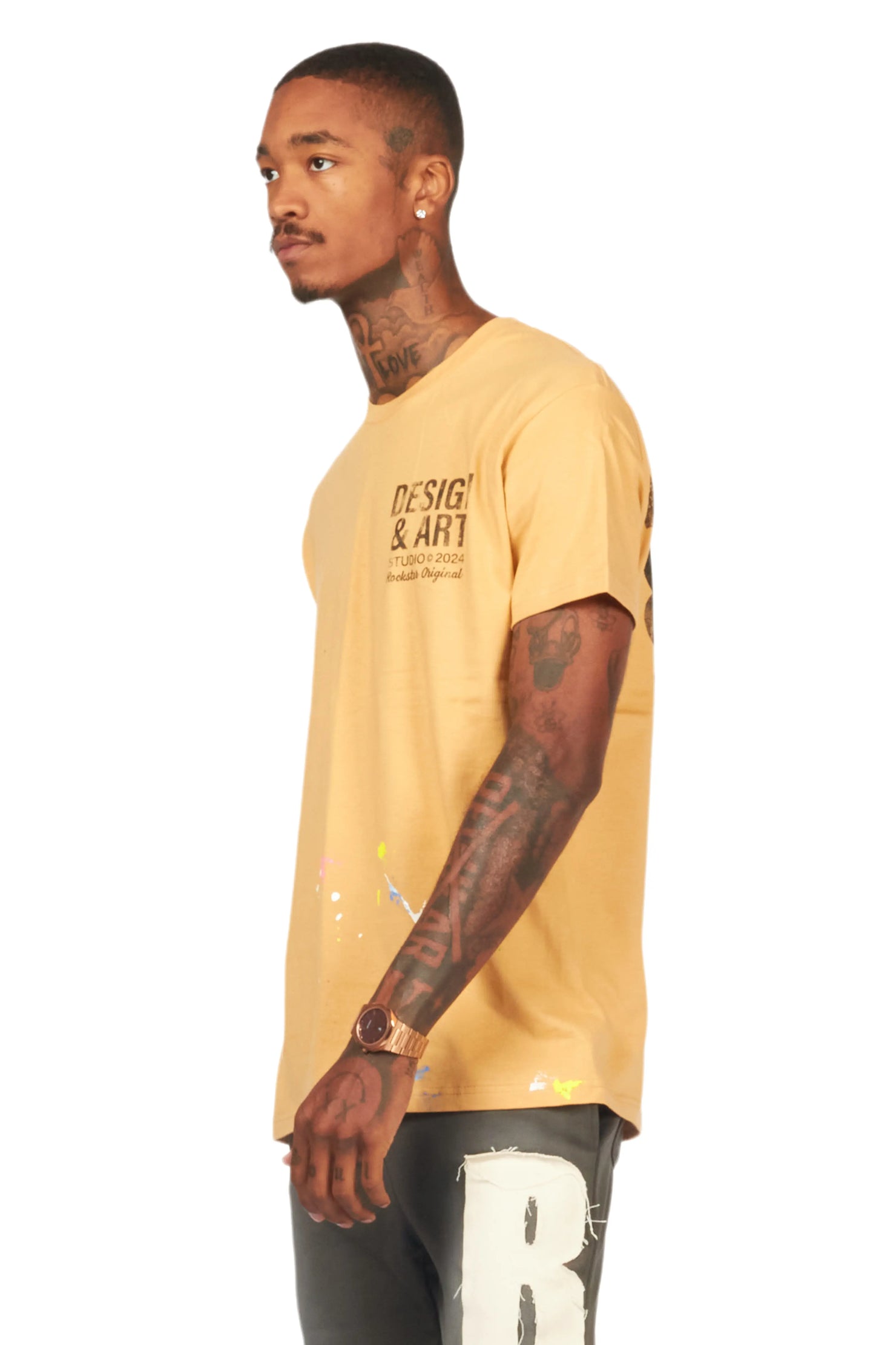 Mancha Beige/Black Graphic T-Shirt