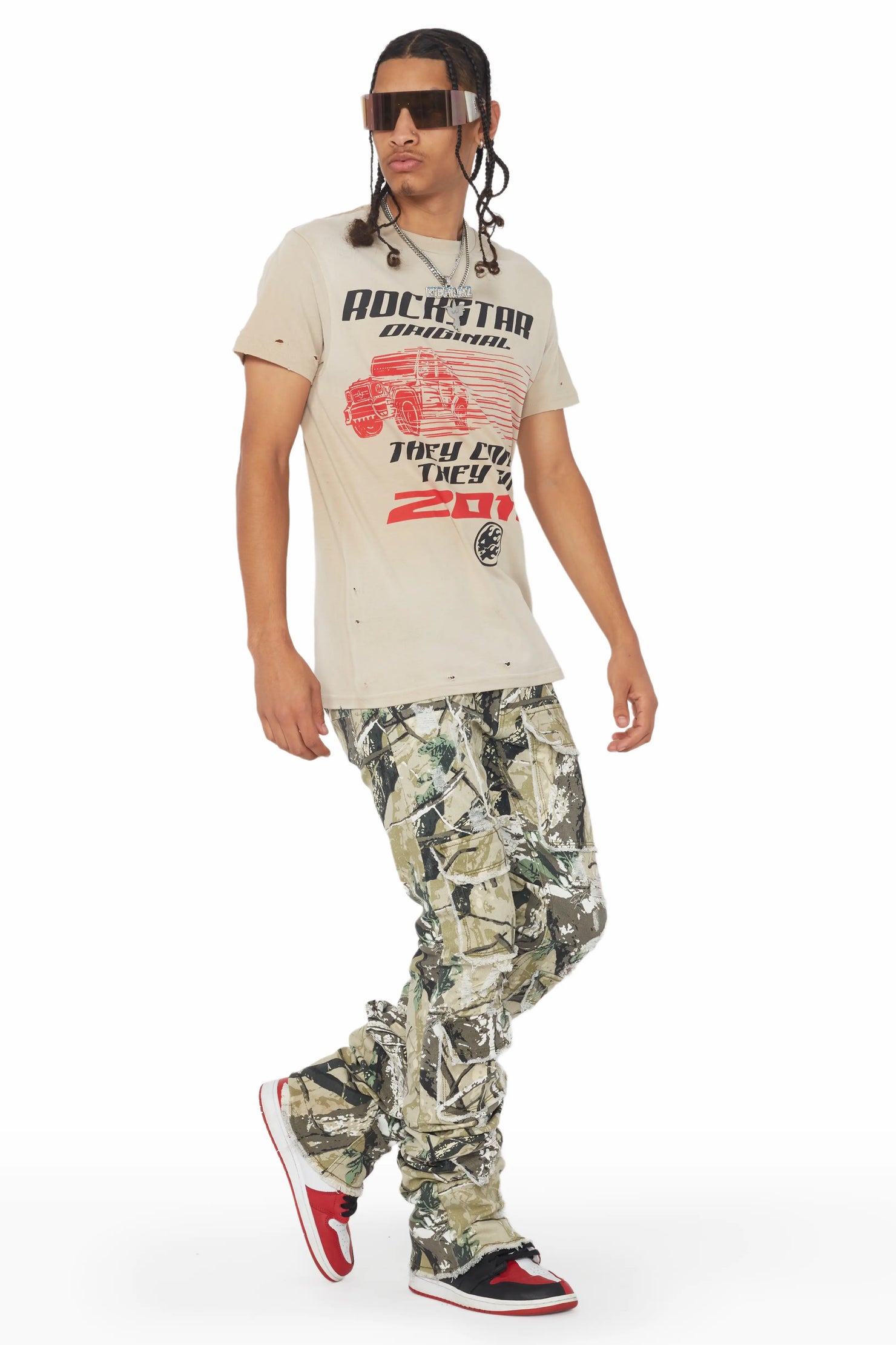 Petrus Tree Camo Super Stacked Flare Jean
