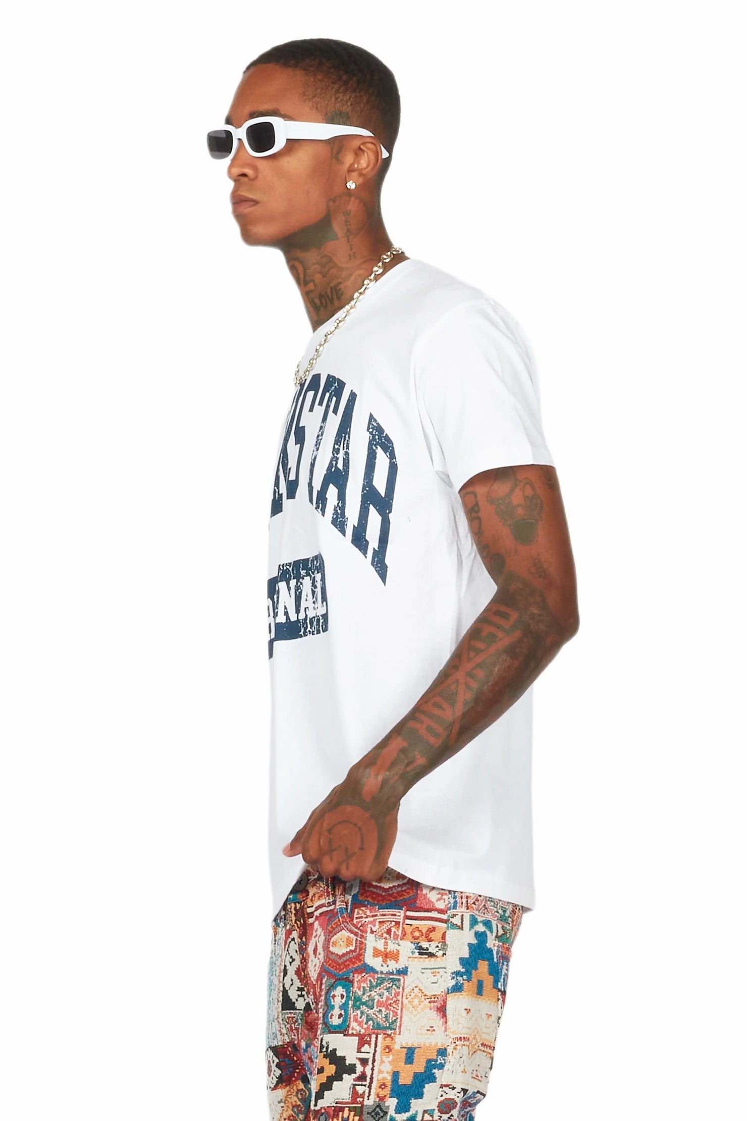 Members White/Navy Graphic T-Shirt