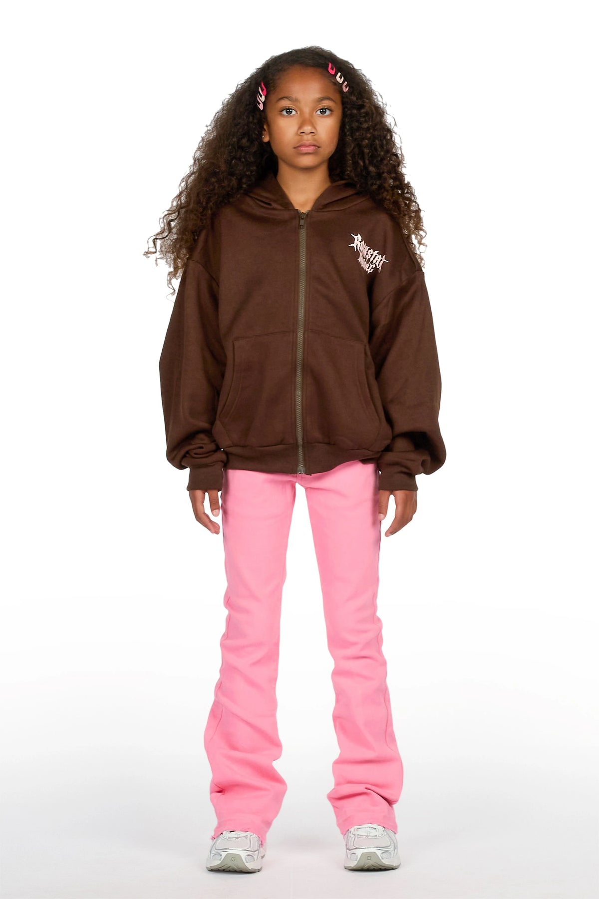 Girls Daga Pink Stacked Flare Jean