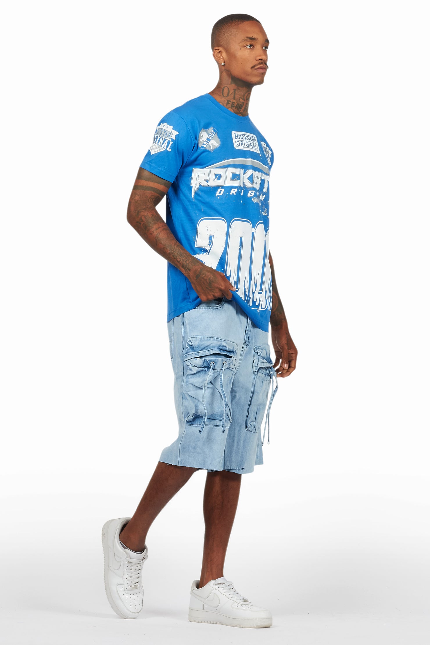 Amos Royal T-Shirt/Denim Short Set