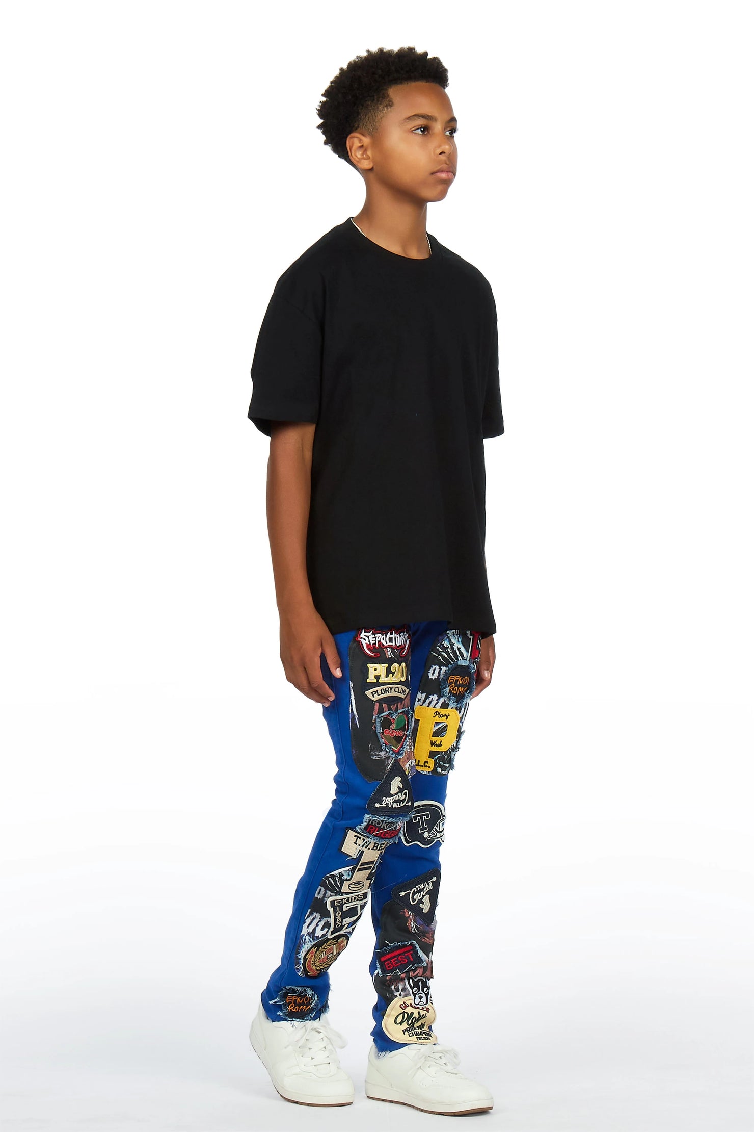 Boys Espen Royal Blue Slim Patchwork Jean
