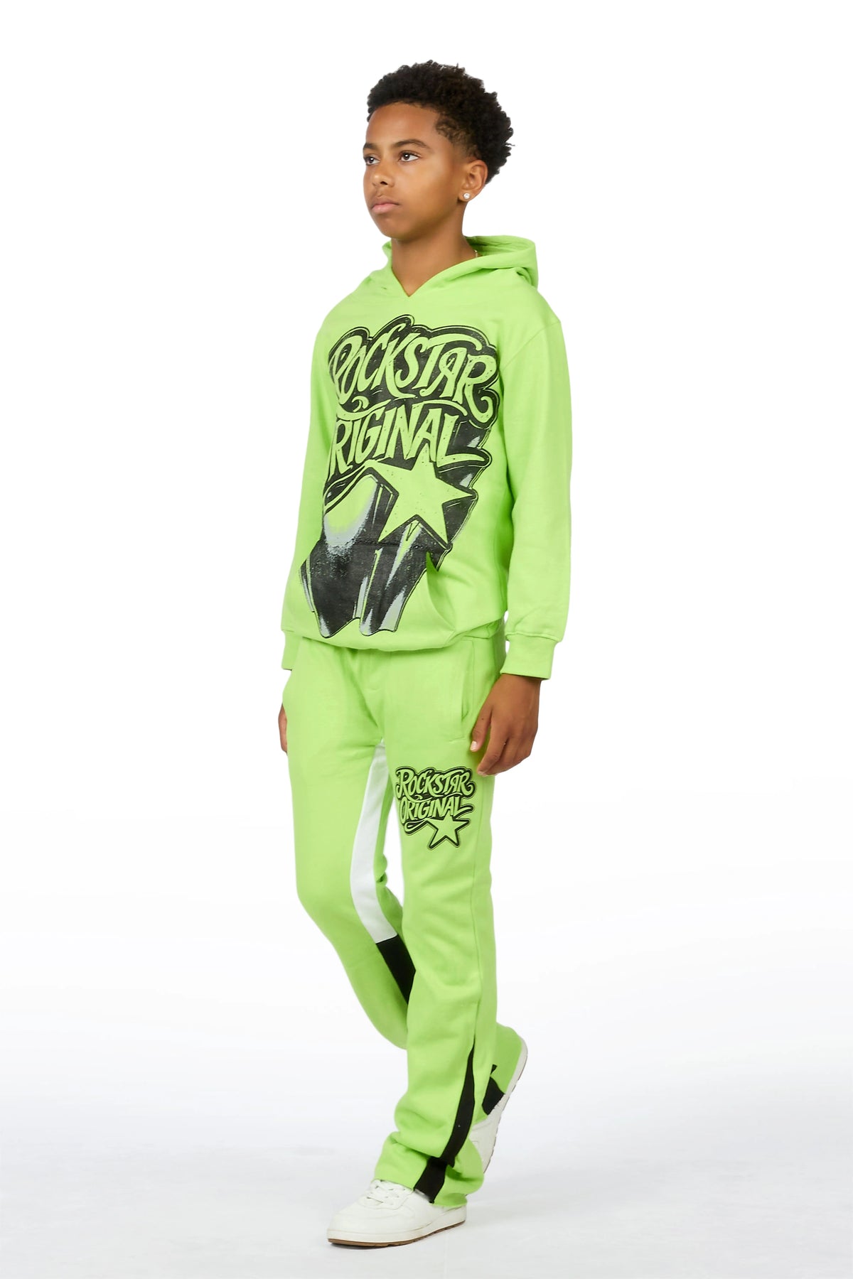 Boys Zayden Neon Yellow Hoodie Track Set