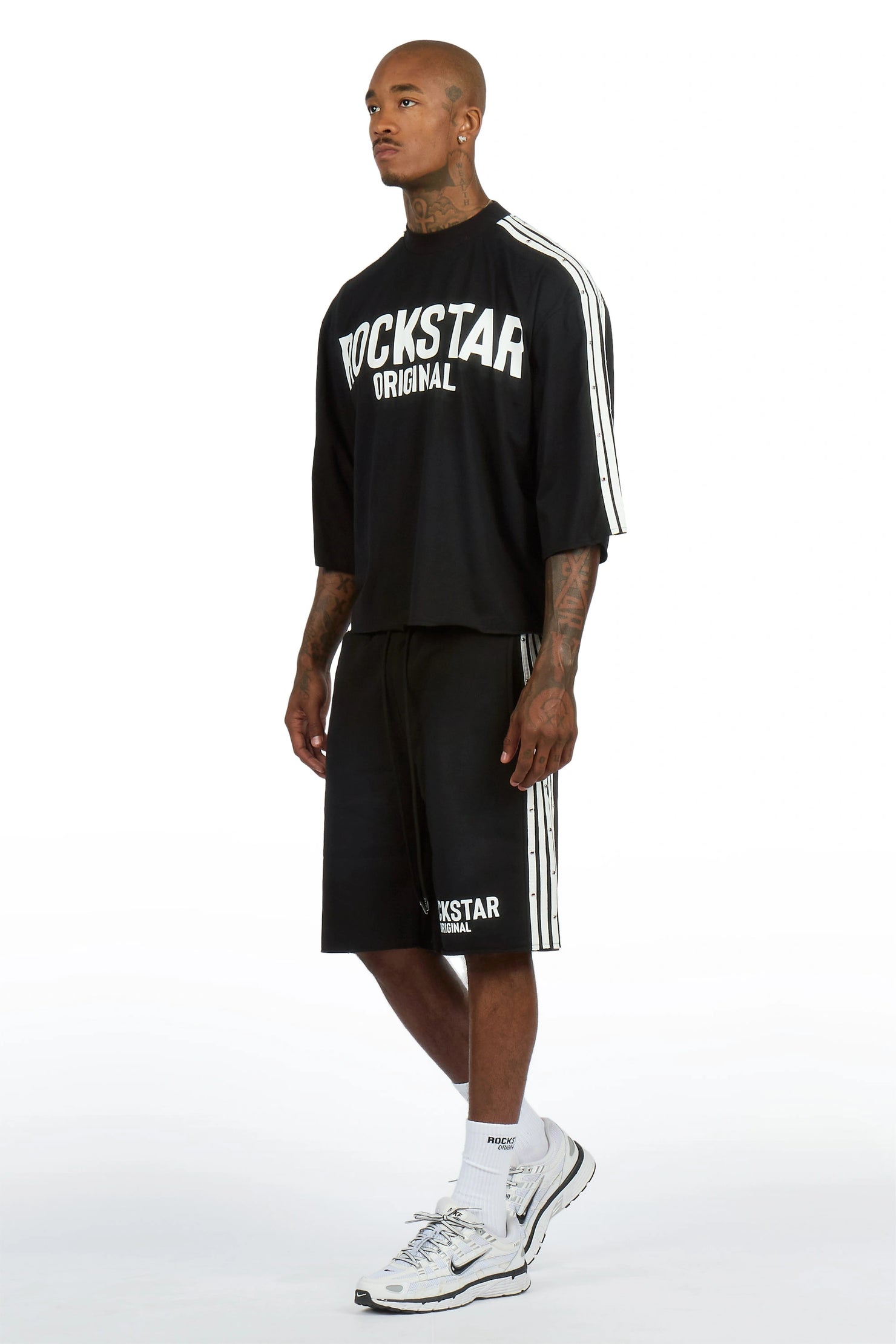 Gulis Black Rhinestone T-Shirt Short Set