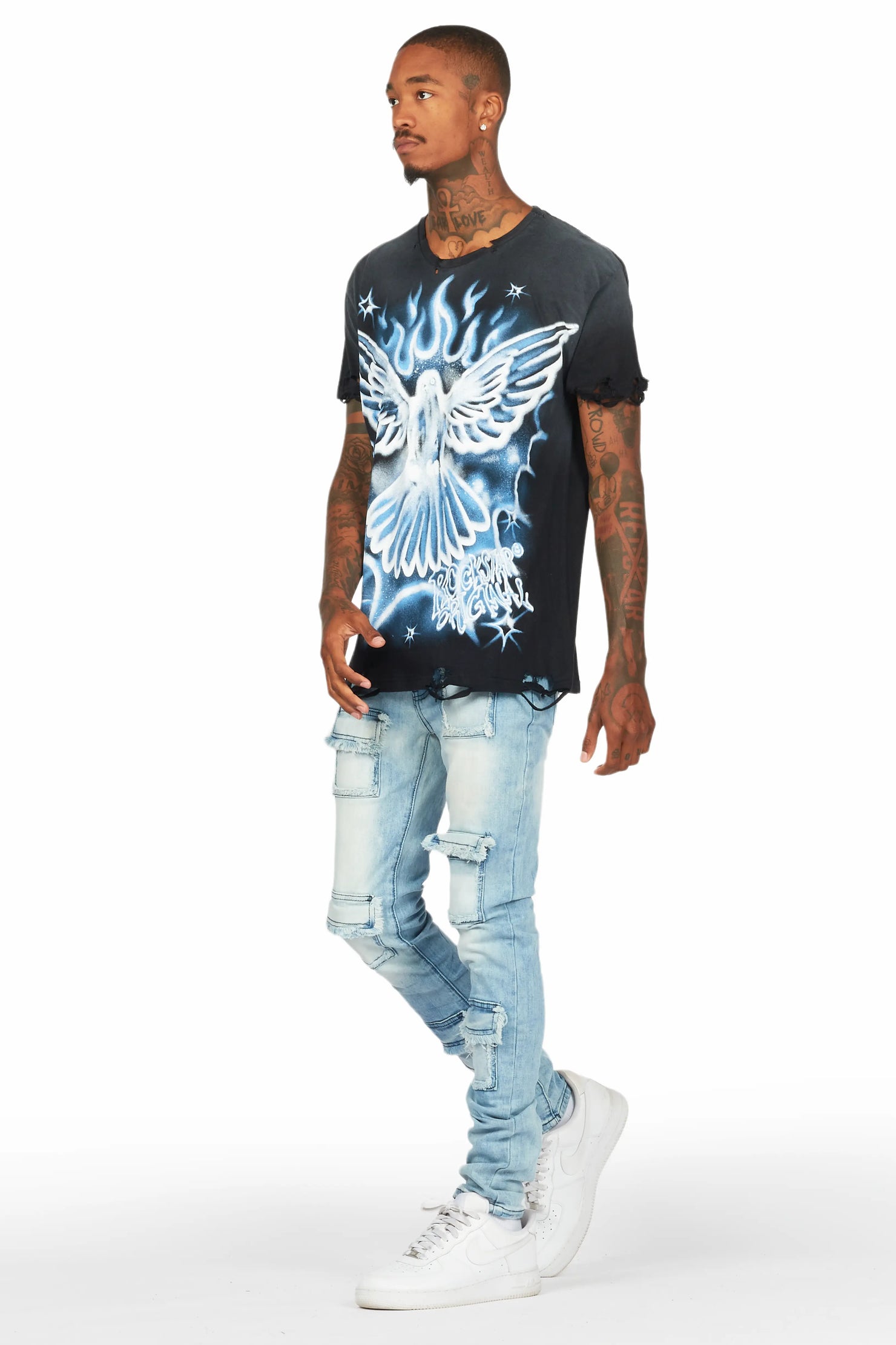 Zeen Black T-Shirt/Petrus Blue Slim Fit Jean Bundle