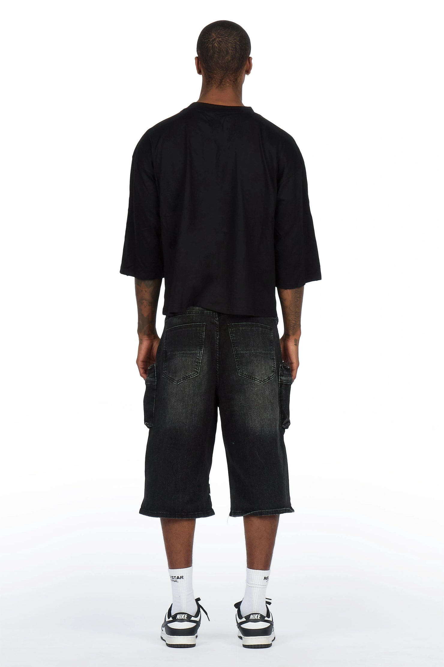 Saxon Black Graphic T-Shirt Denim Jort Set