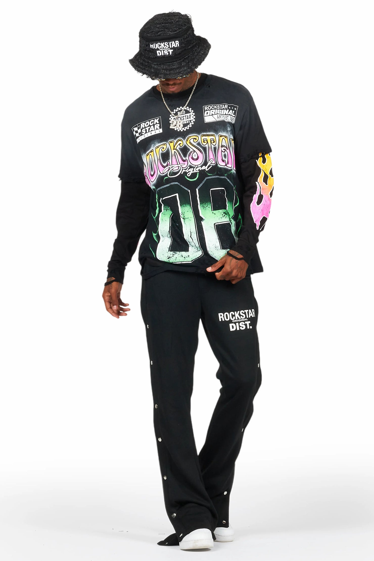 Quito Black Double Layer Graphic T-Shirt