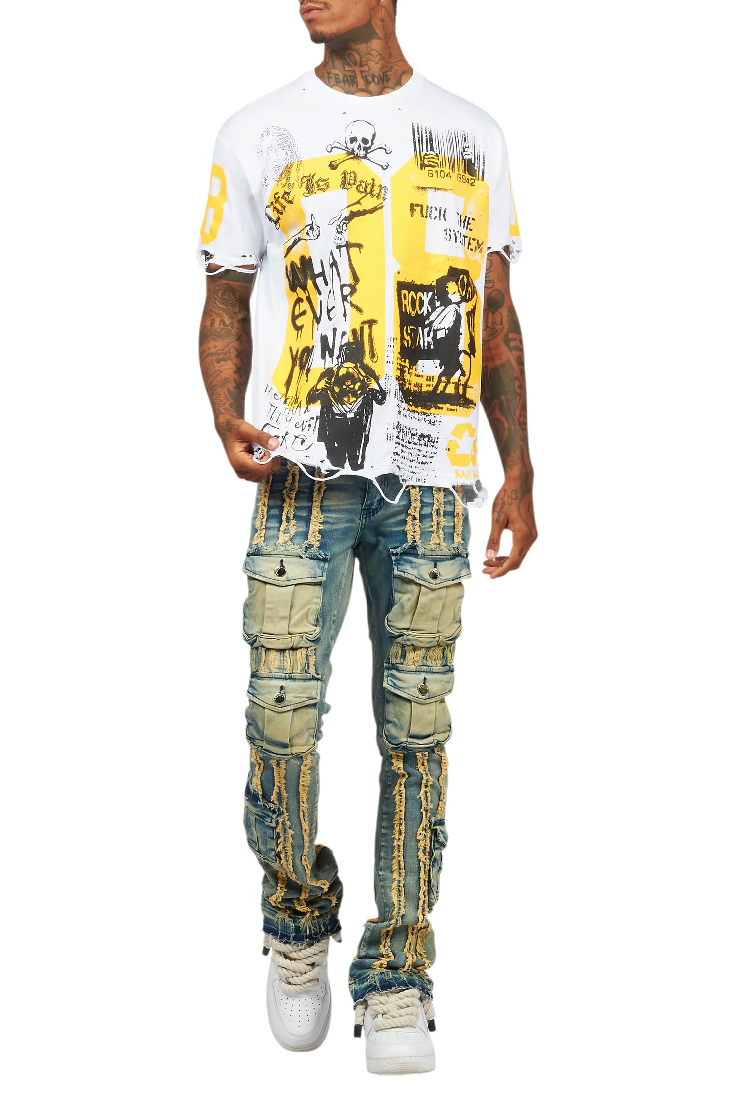 Grill White/Yellow Graphic Oversized T-Shirt